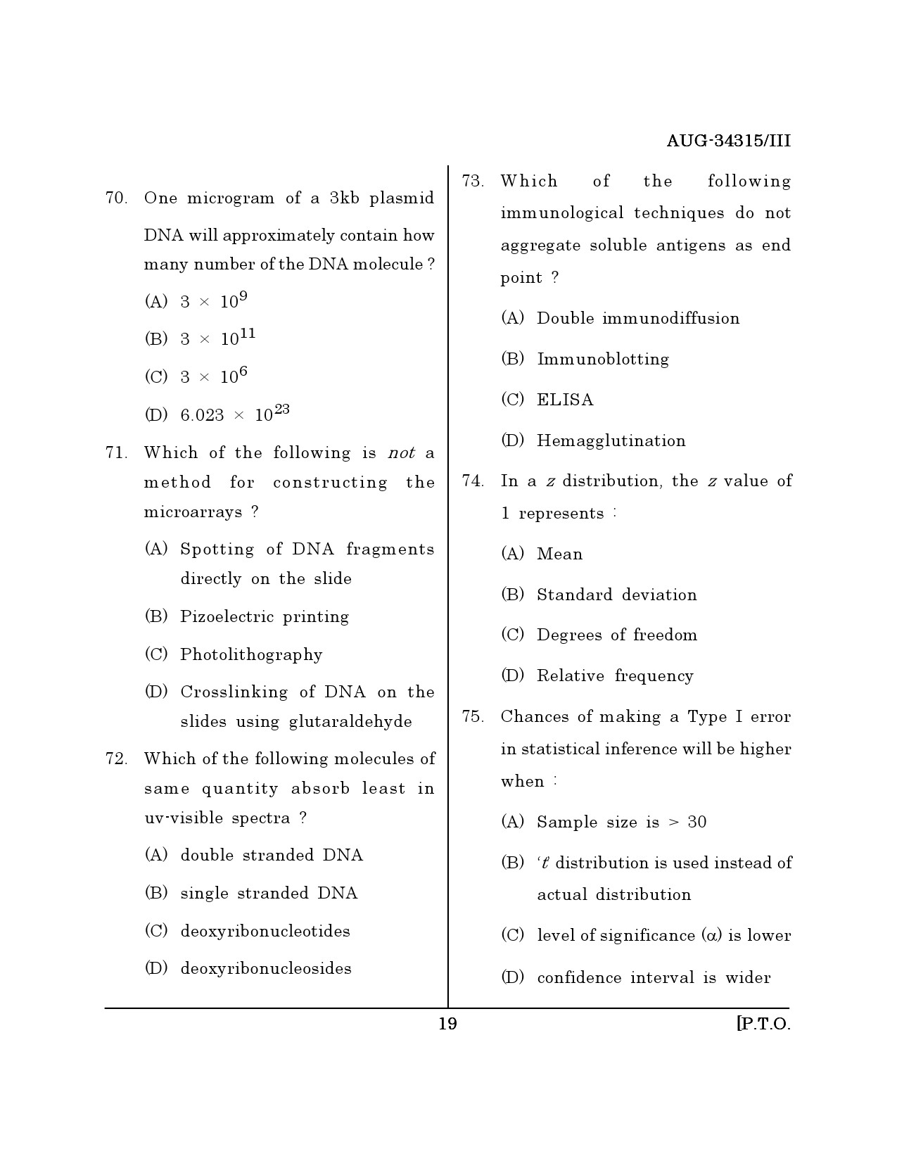 Maharashtra SET Life Sciences Question Paper III August 2015 18