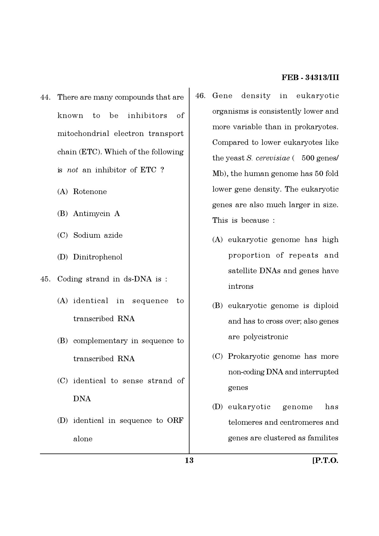 Maharashtra SET Life Sciences Question Paper III February 2013 13