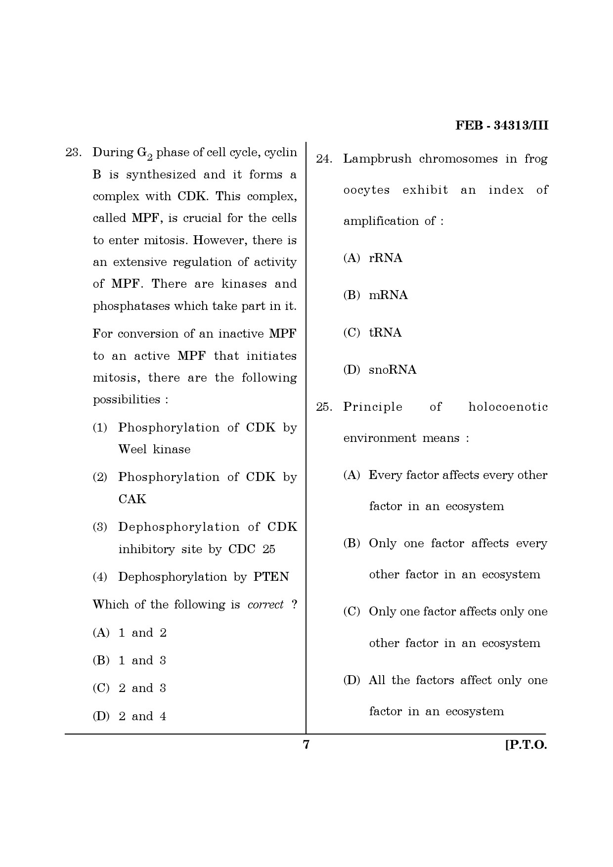 Maharashtra SET Life Sciences Question Paper III February 2013 7