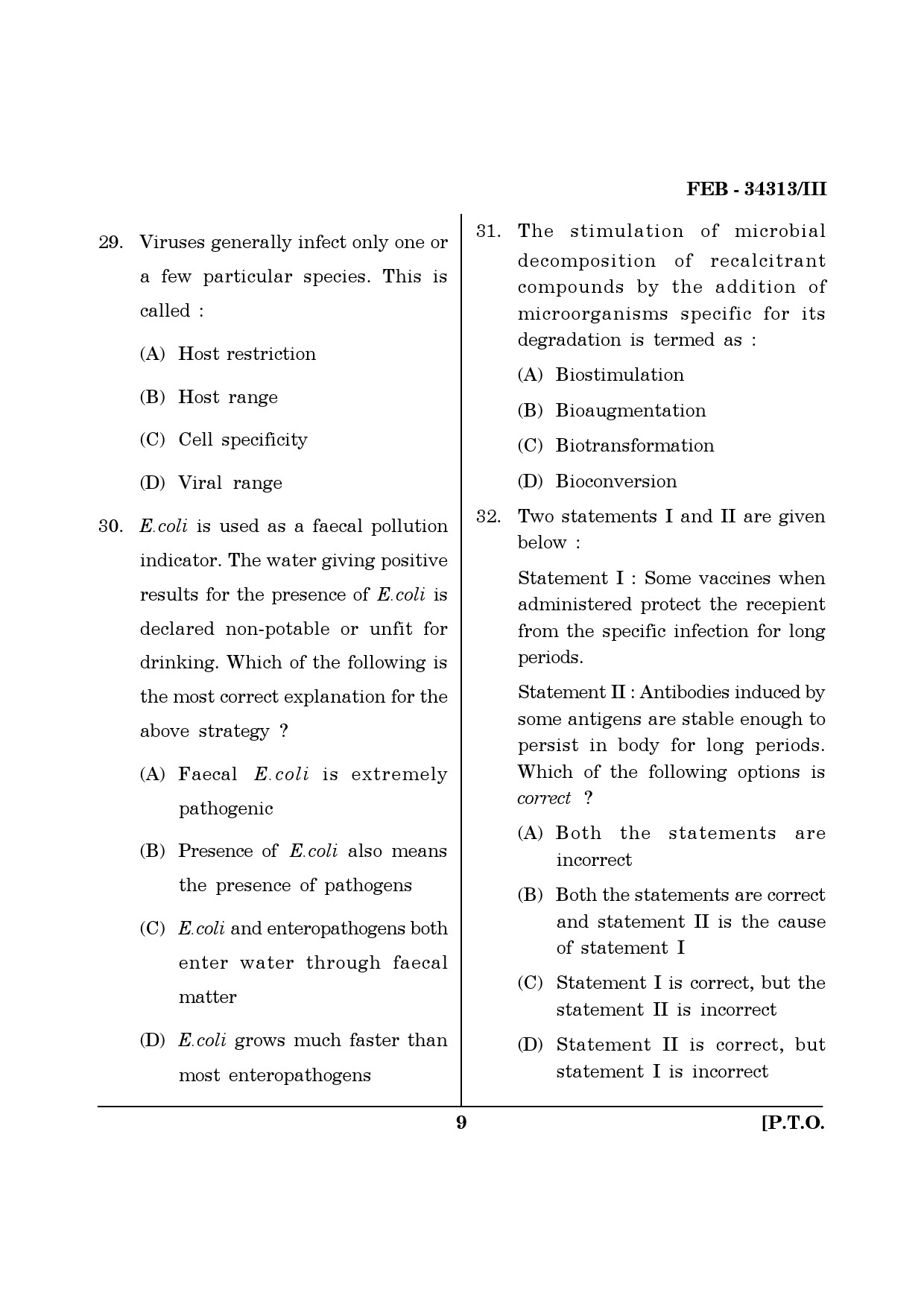Maharashtra SET Life Sciences Question Paper III February 2013 9