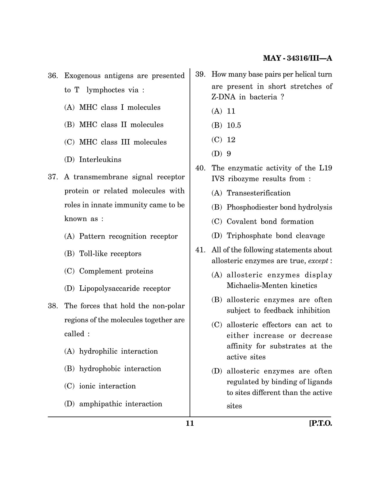 Maharashtra SET Life Sciences Question Paper III May 2016 10