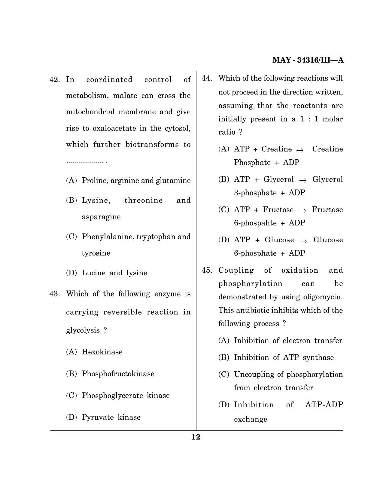 Maharashtra SET Life Sciences Question Paper III May 2016 11