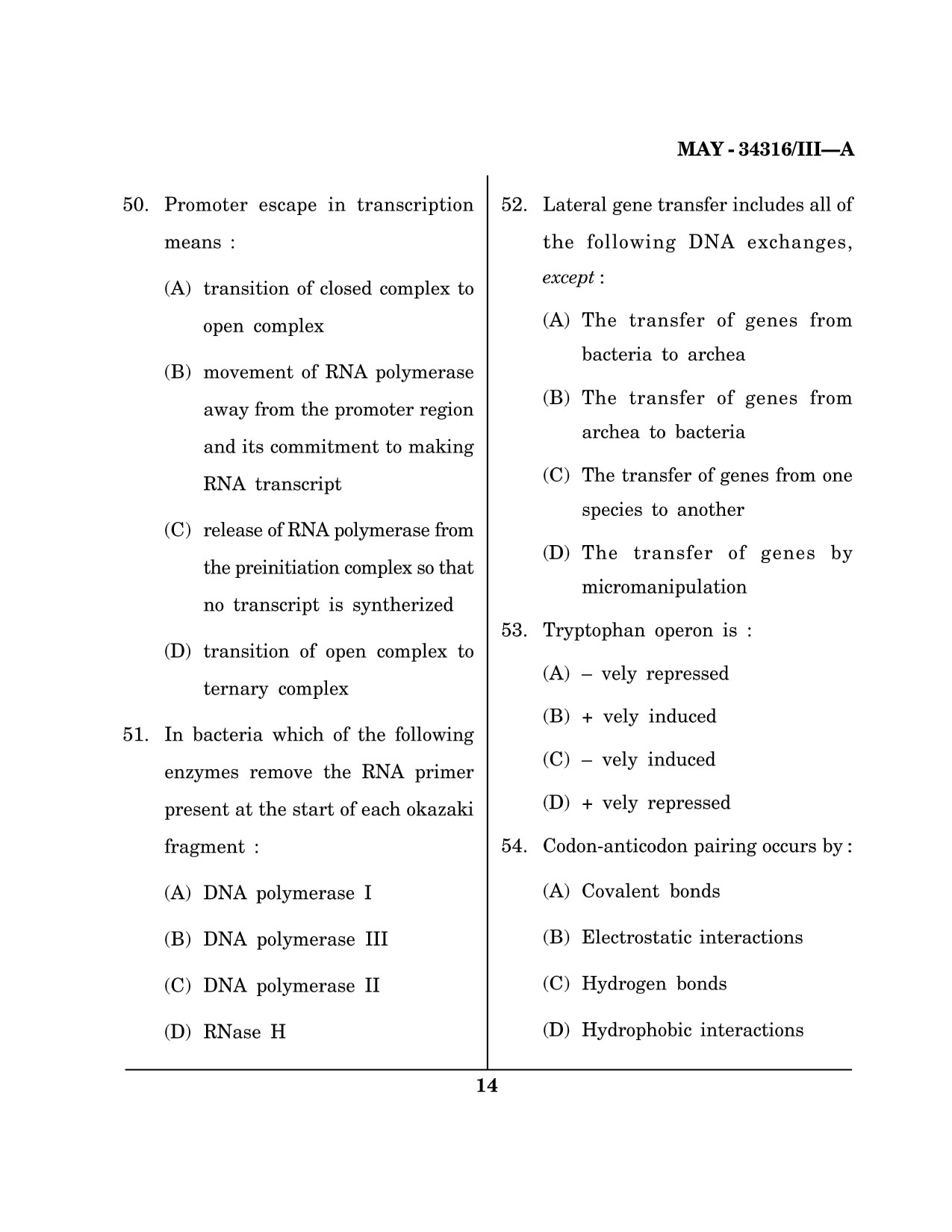 Maharashtra SET Life Sciences Question Paper III May 2016 13