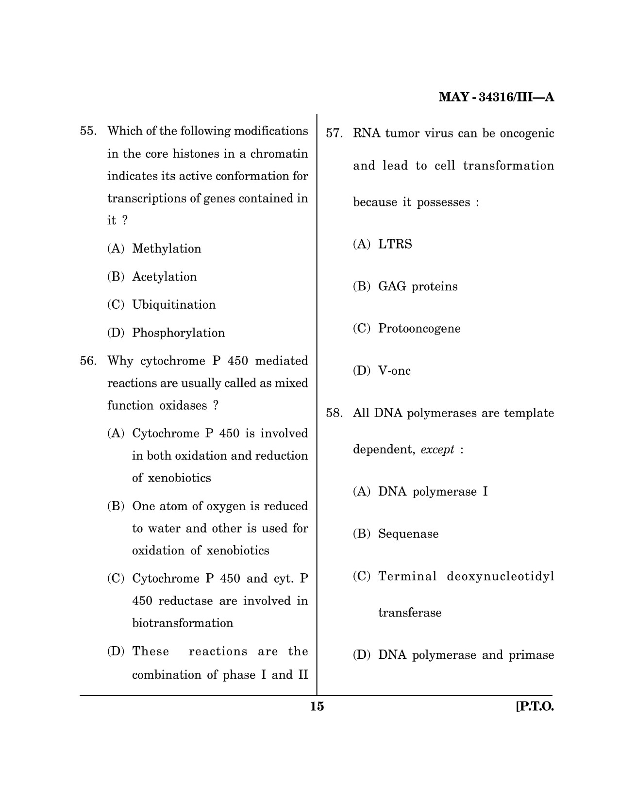 Maharashtra SET Life Sciences Question Paper III May 2016 14