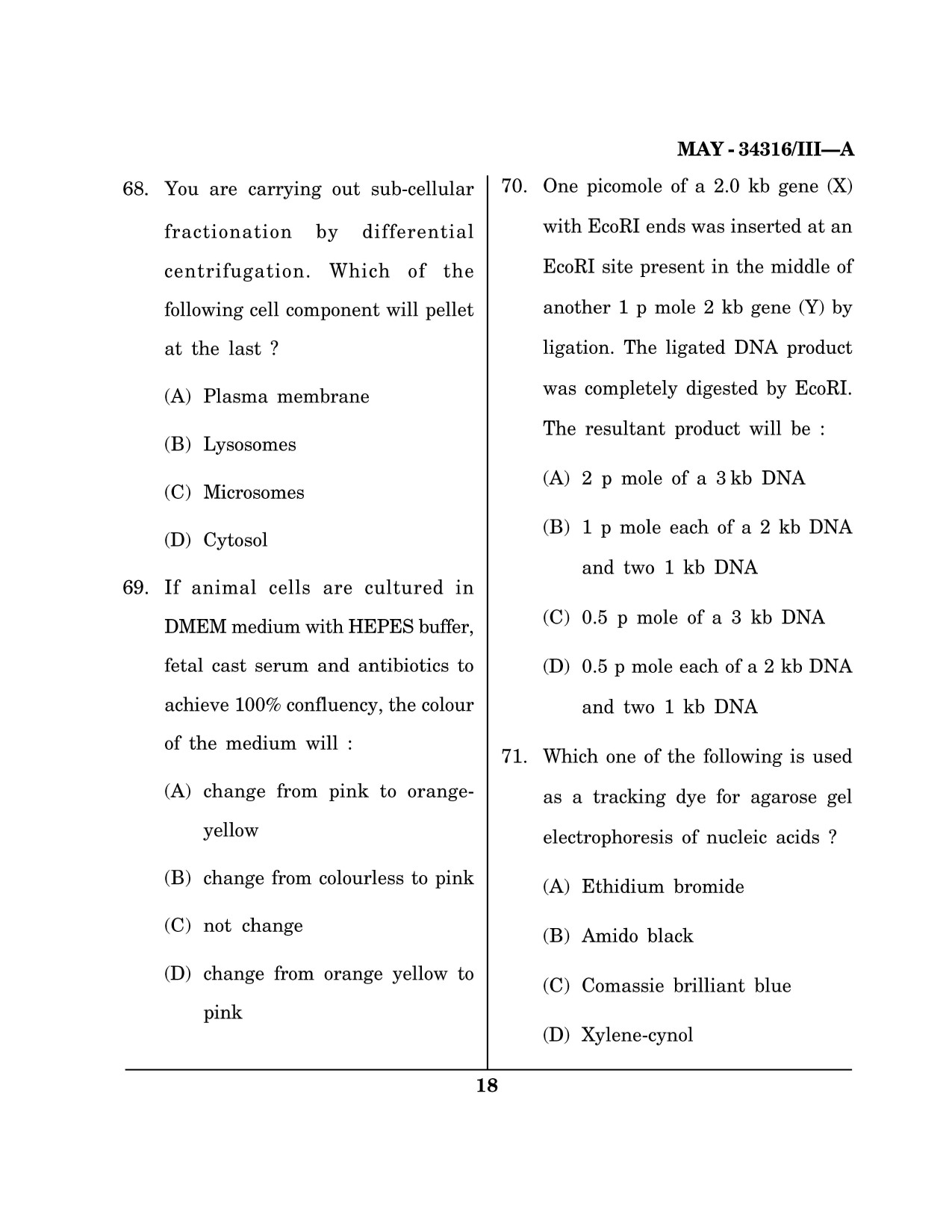 Maharashtra SET Life Sciences Question Paper III May 2016 17