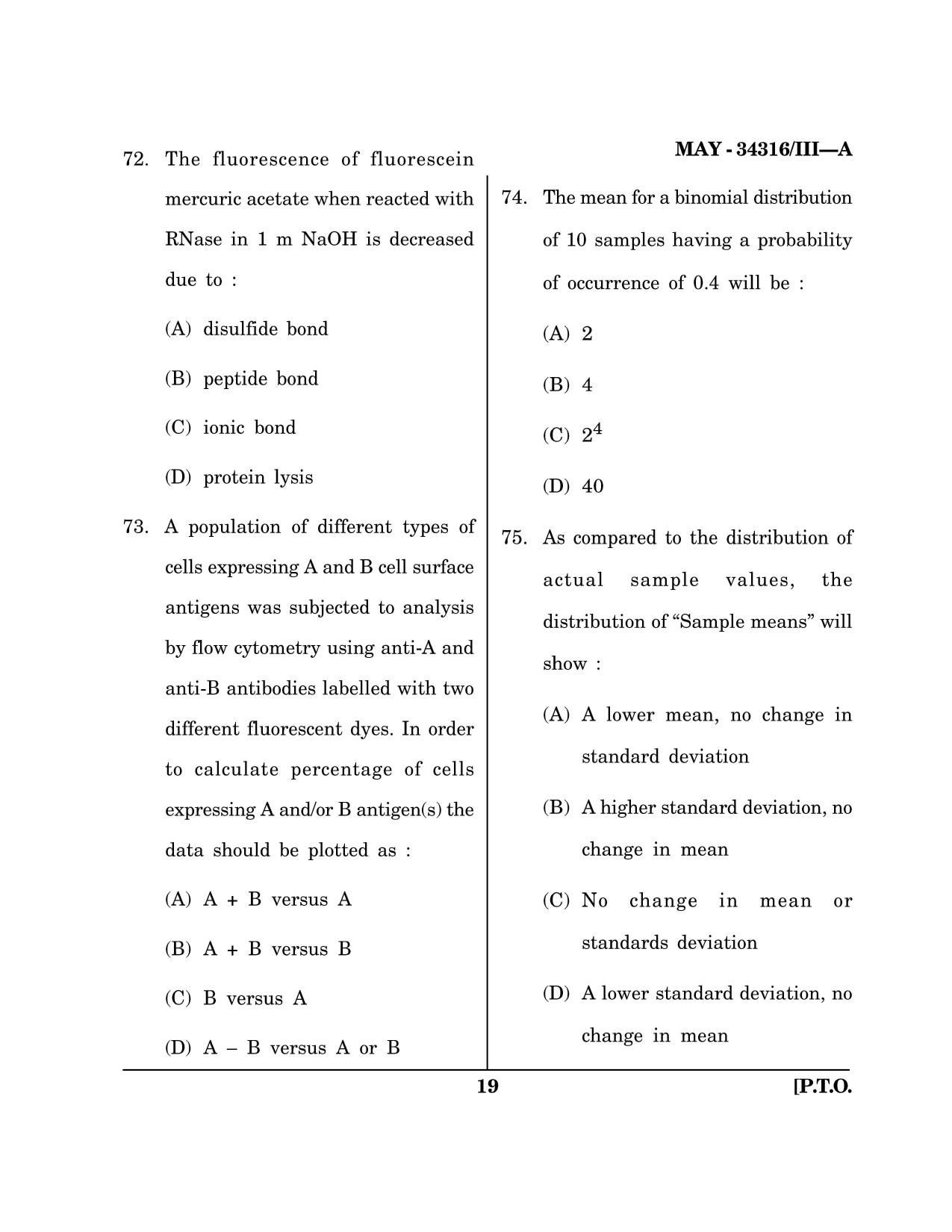 Maharashtra SET Life Sciences Question Paper III May 2016 18