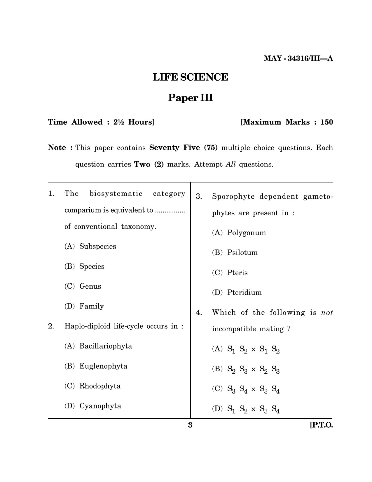 Maharashtra SET Life Sciences Question Paper III May 2016 2