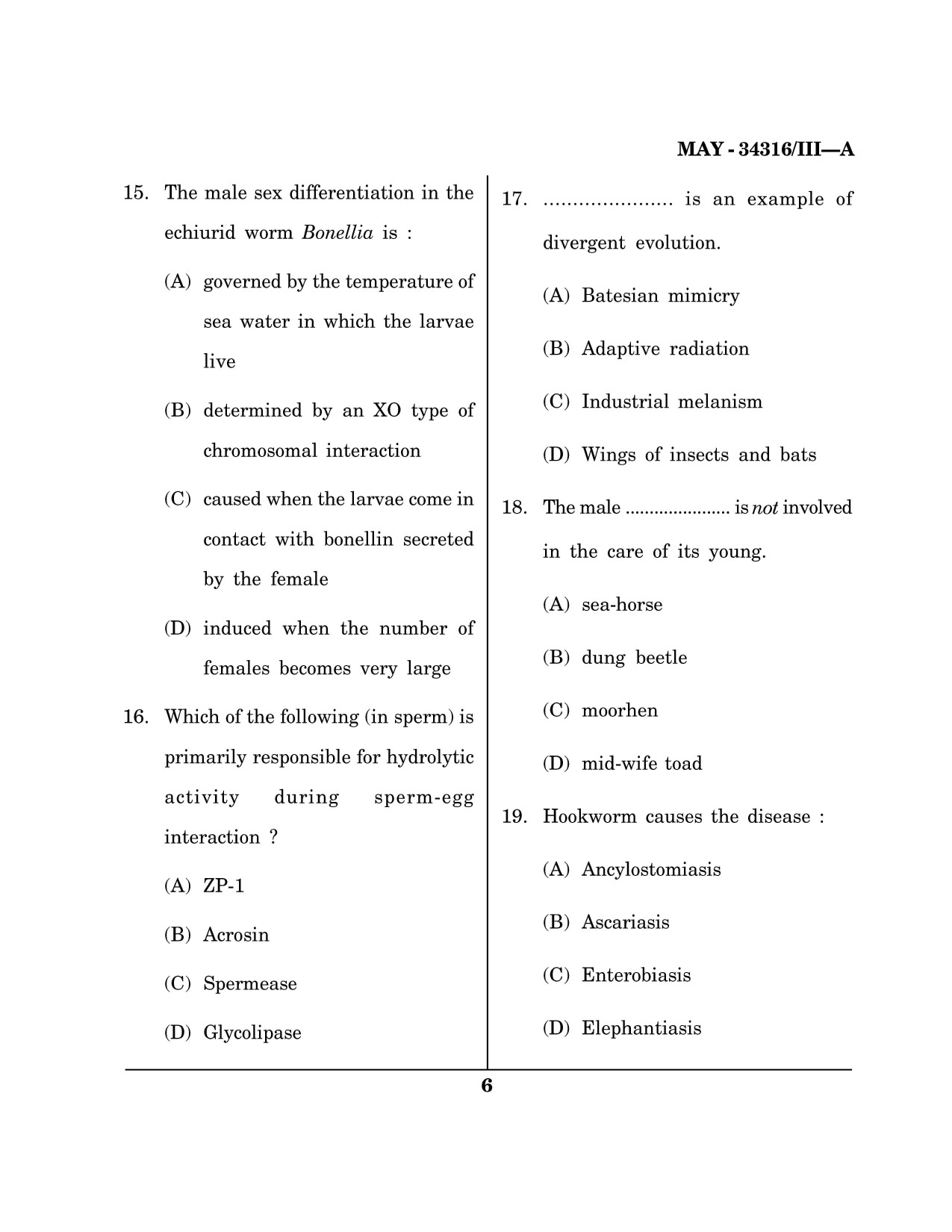 Maharashtra SET Life Sciences Question Paper III May 2016 5