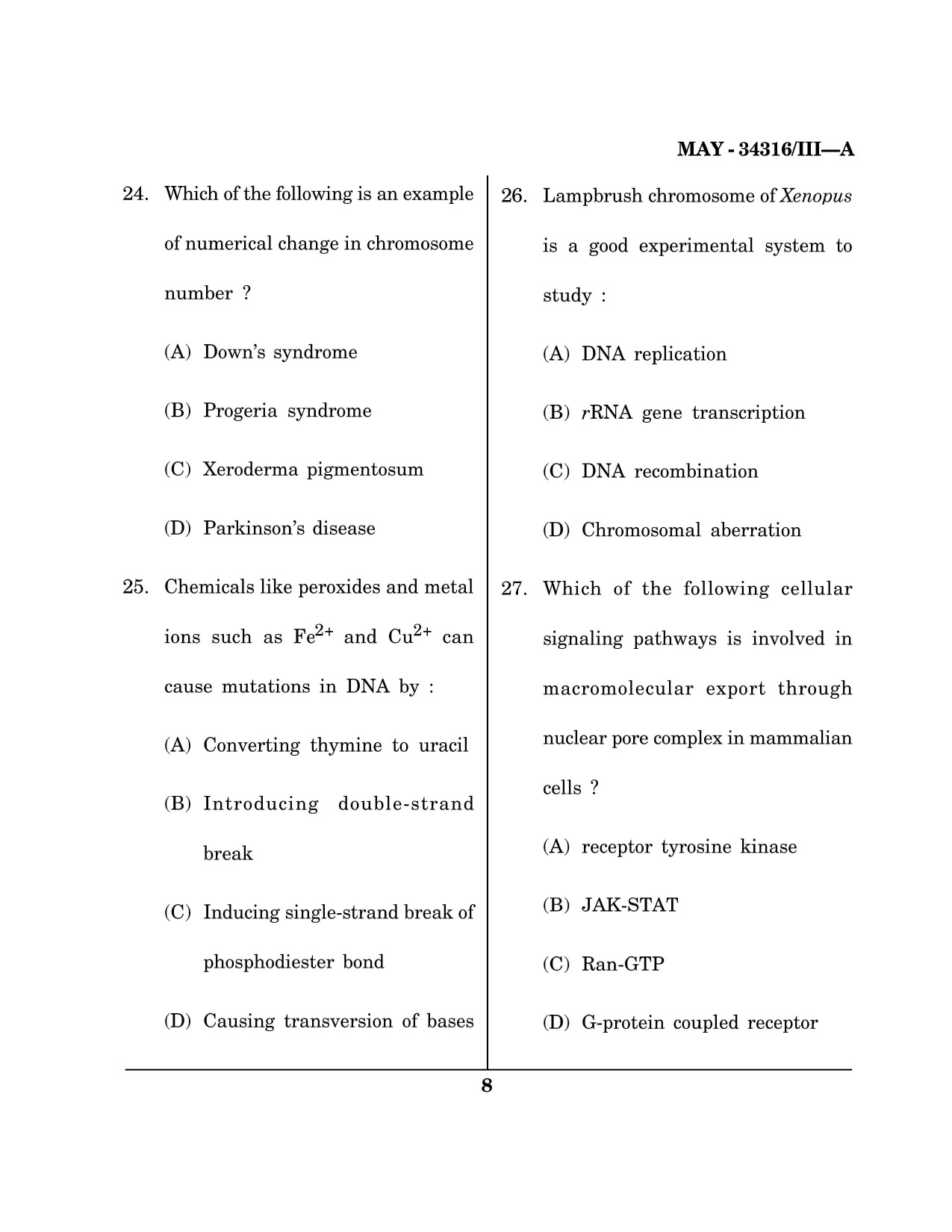 Maharashtra SET Life Sciences Question Paper III May 2016 7