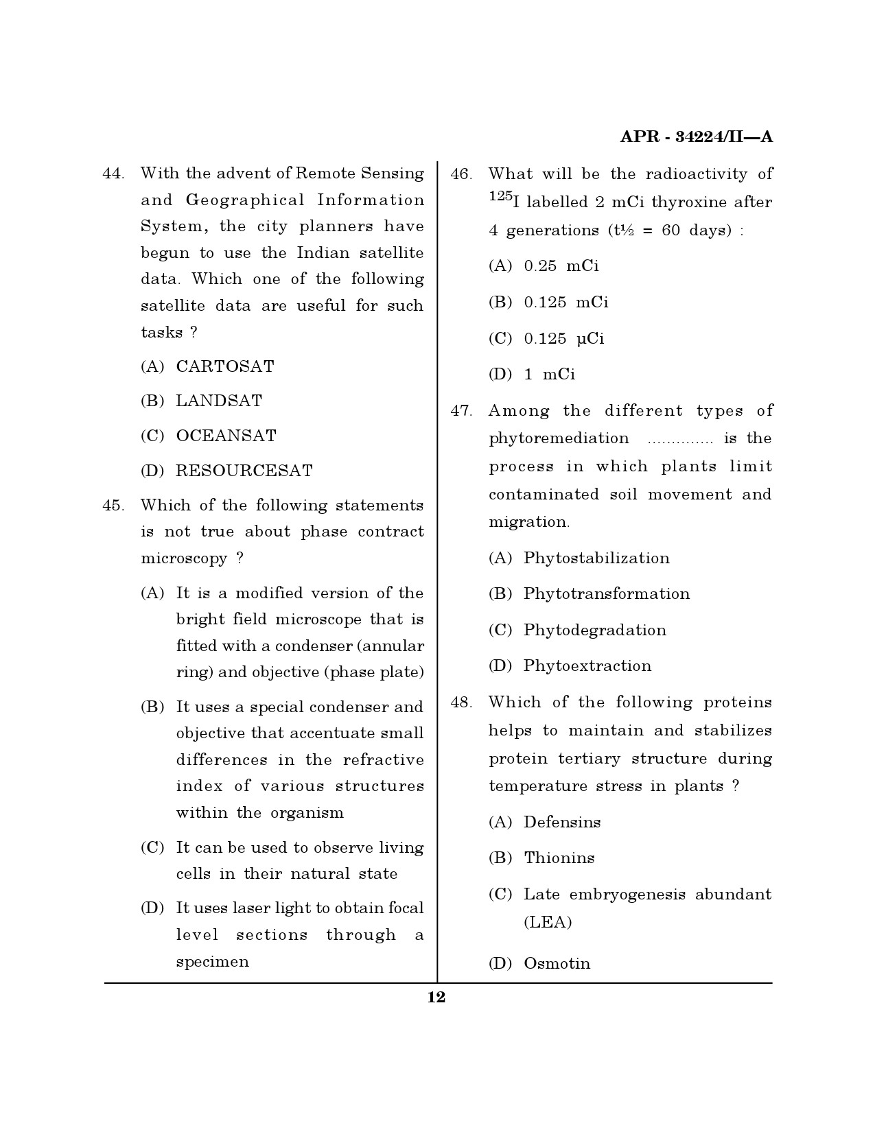 MH SET Life Sciences Question Paper II April 2024 11