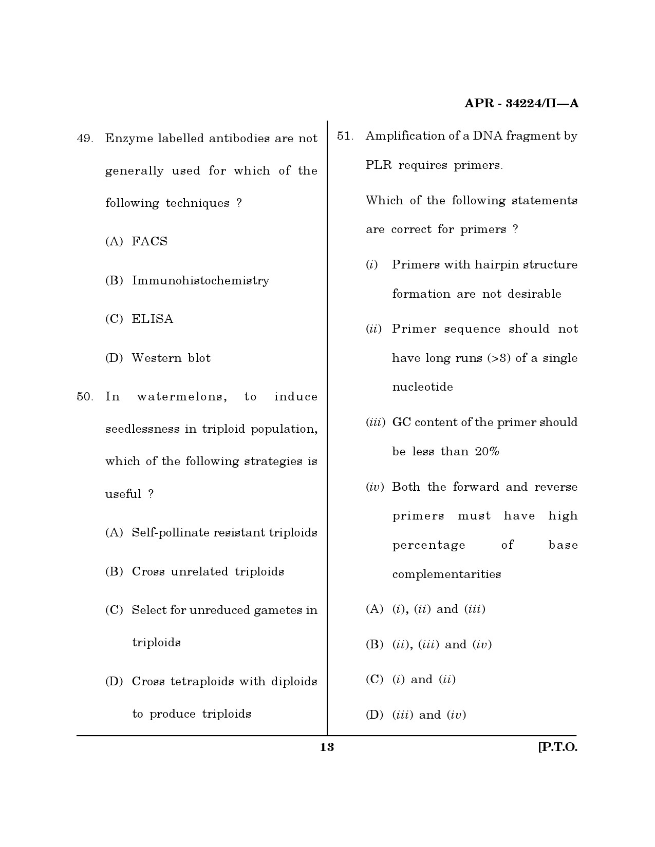 MH SET Life Sciences Question Paper II April 2024 12