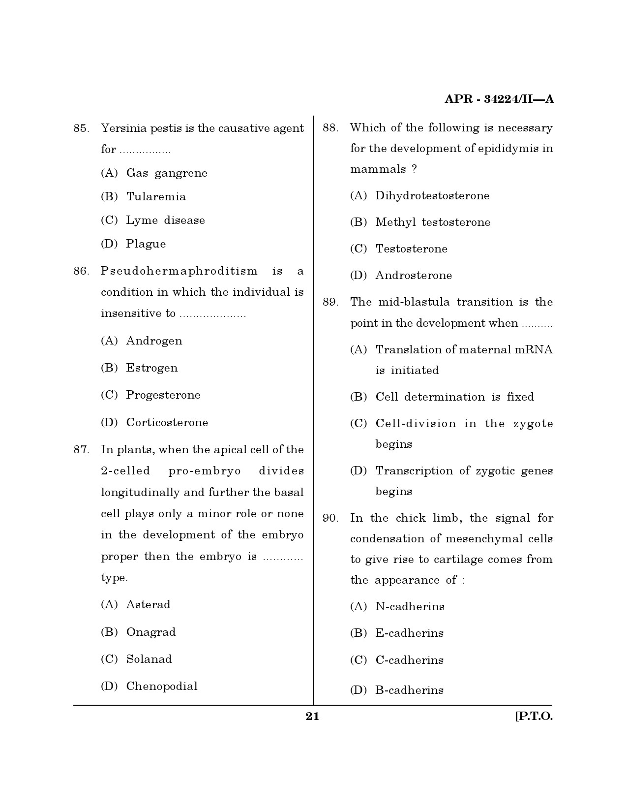 MH SET Life Sciences Question Paper II April 2024 20