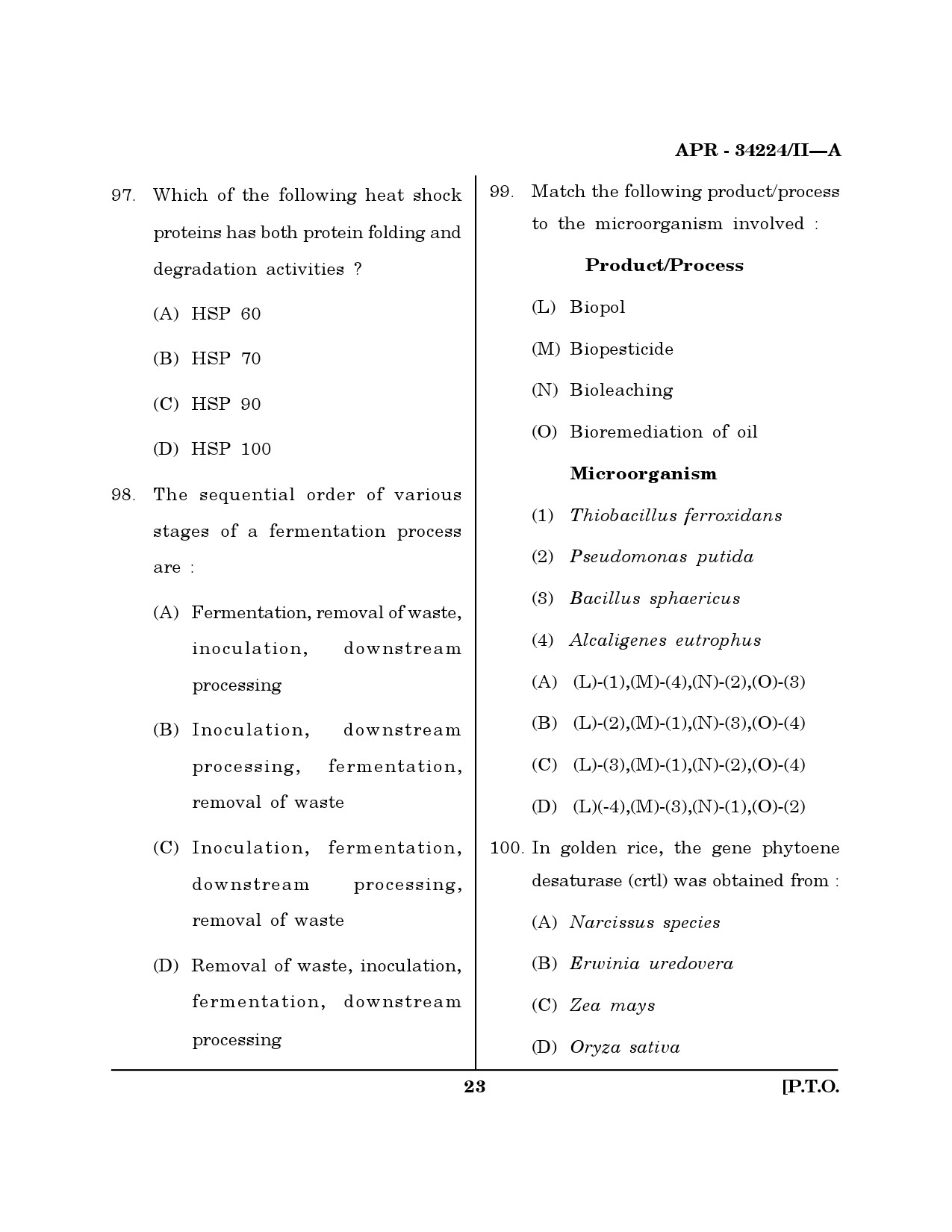 MH SET Life Sciences Question Paper II April 2024 22