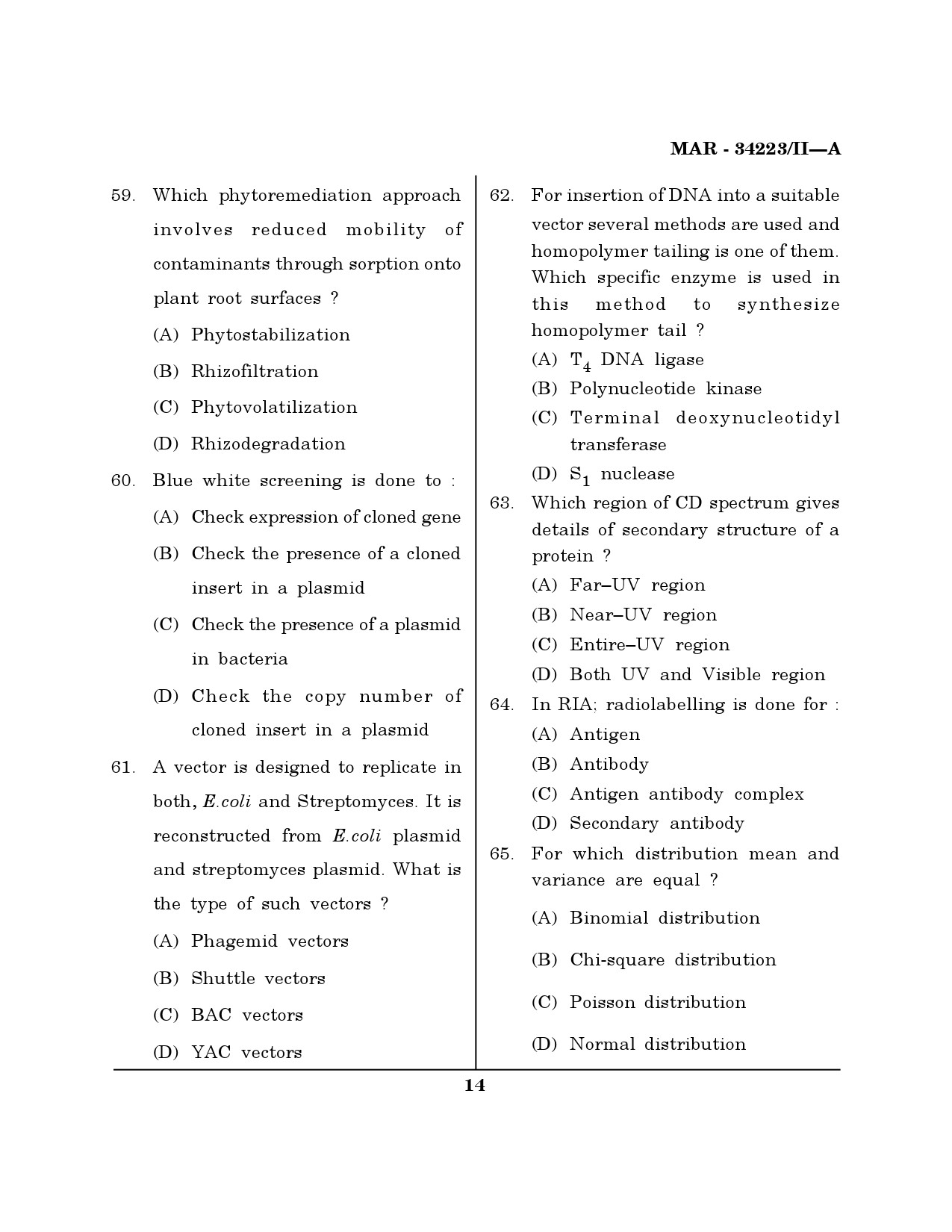 MH SET Life Sciences Question Paper II March 2023 13