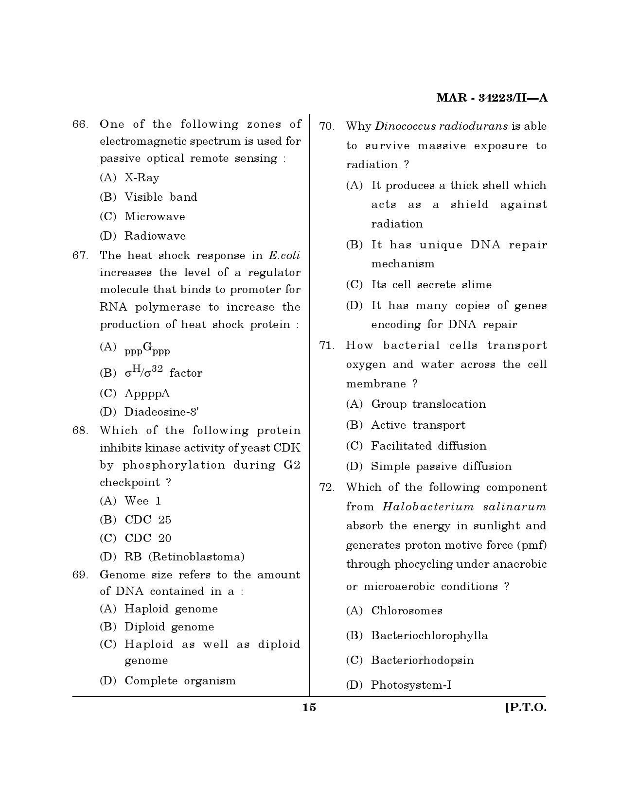 MH SET Life Sciences Question Paper II March 2023 14