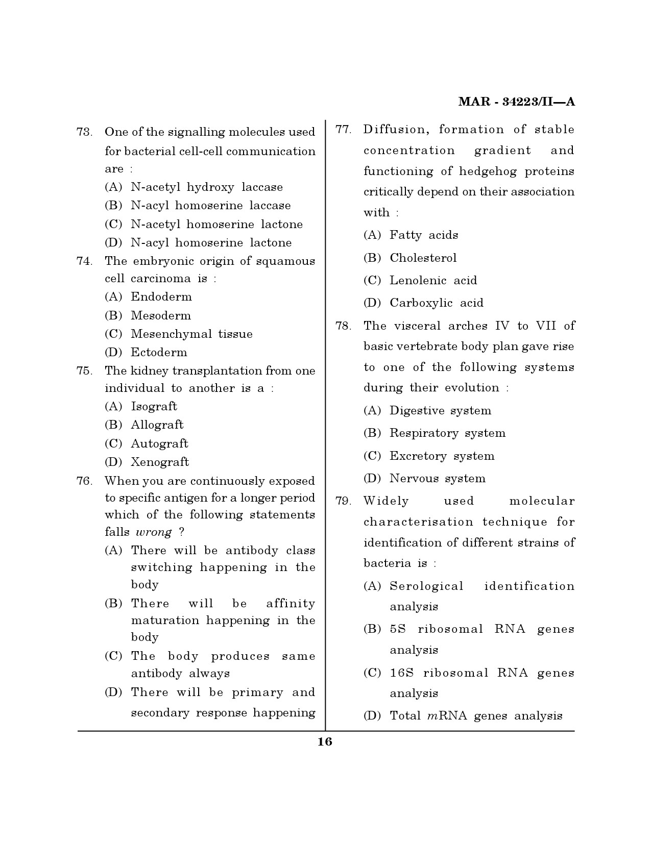 MH SET Life Sciences Question Paper II March 2023 15