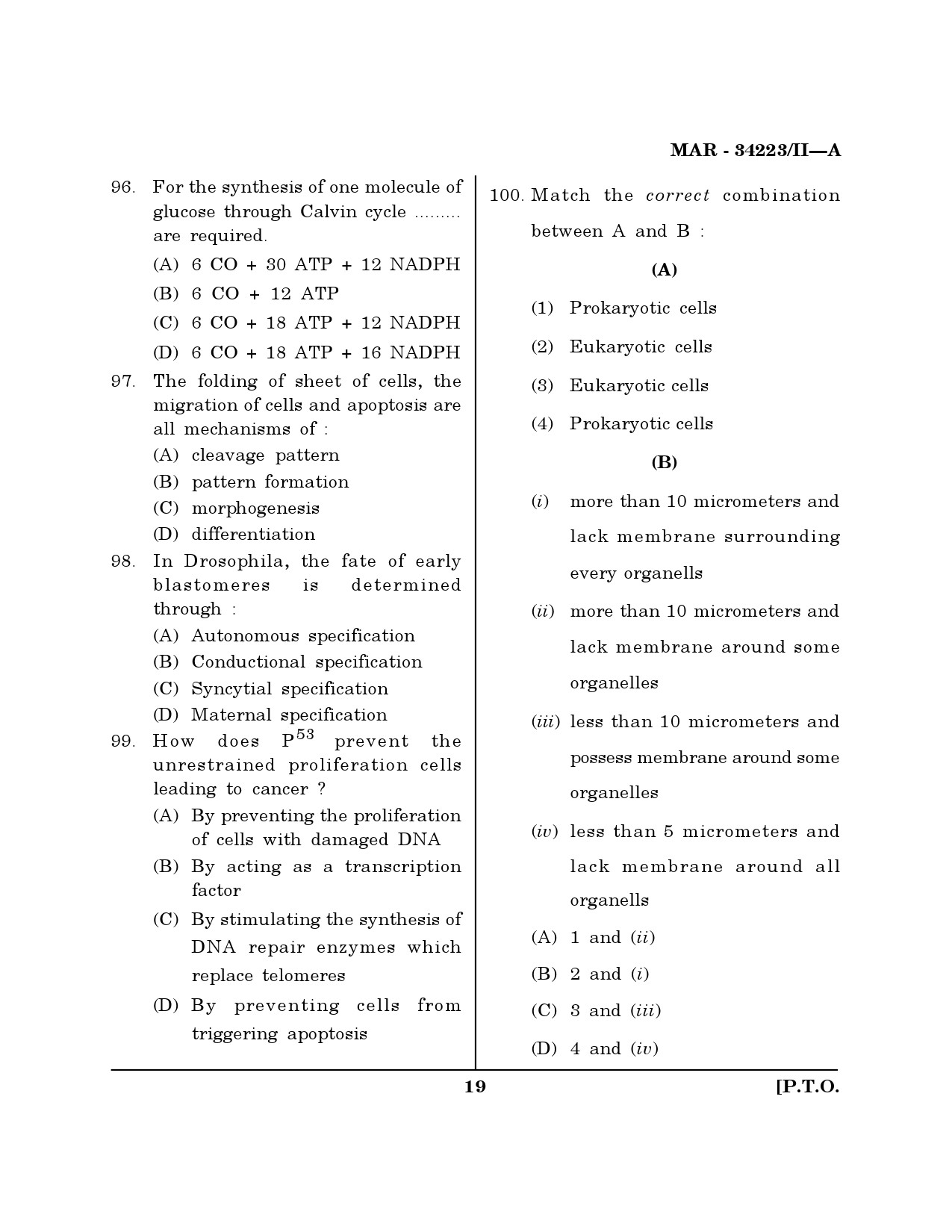 MH SET Life Sciences Question Paper II March 2023 18