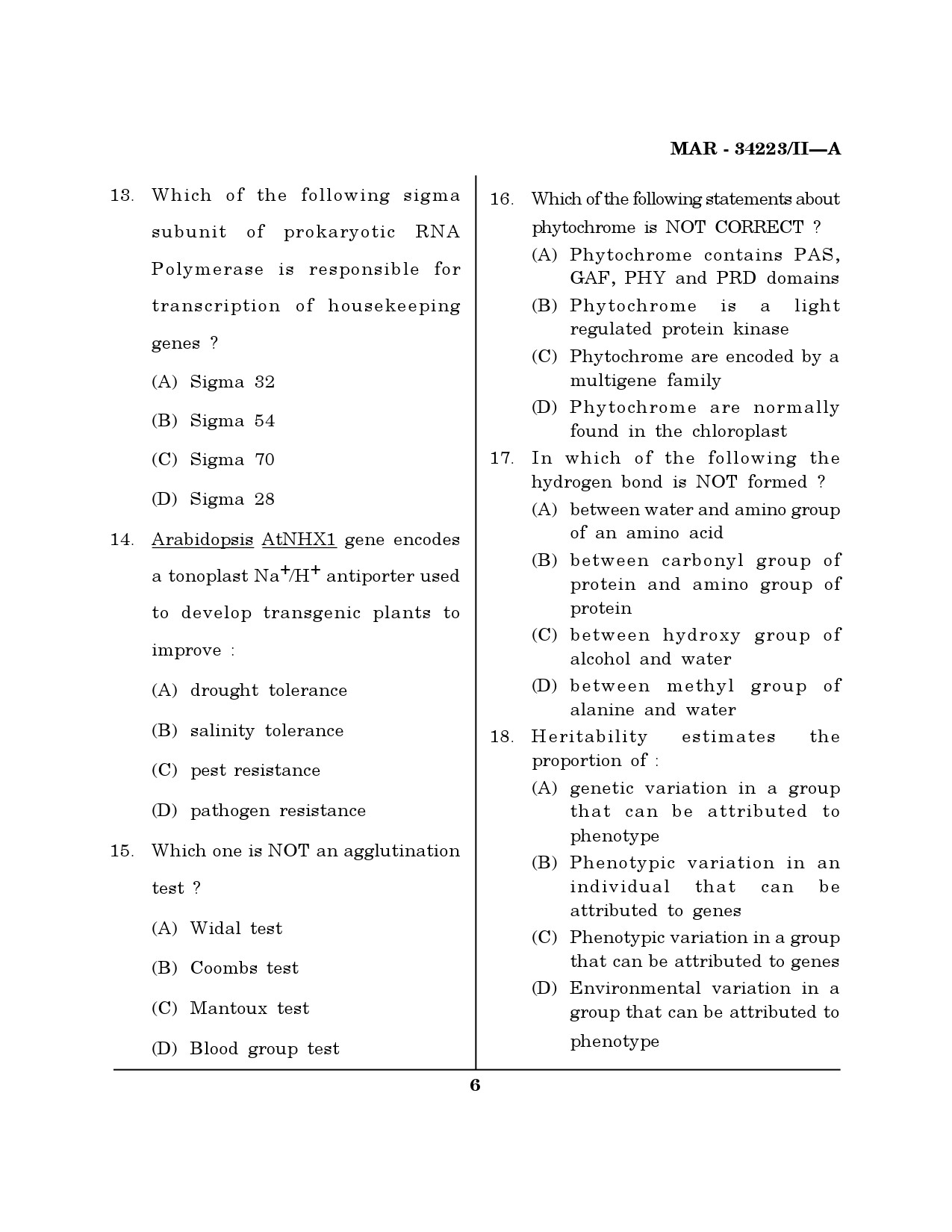 MH SET Life Sciences Question Paper II March 2023 5