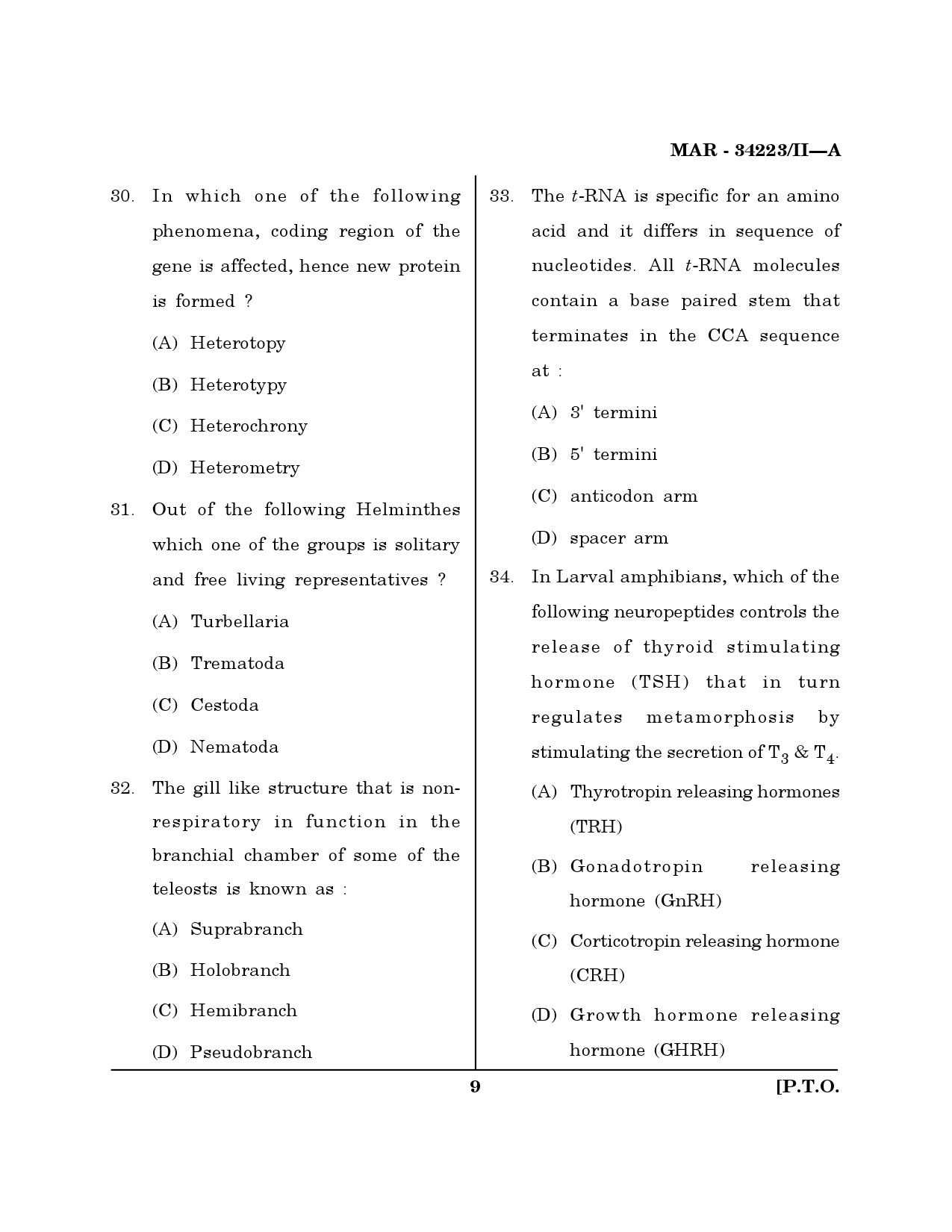 MH SET Life Sciences Question Paper II March 2023 8