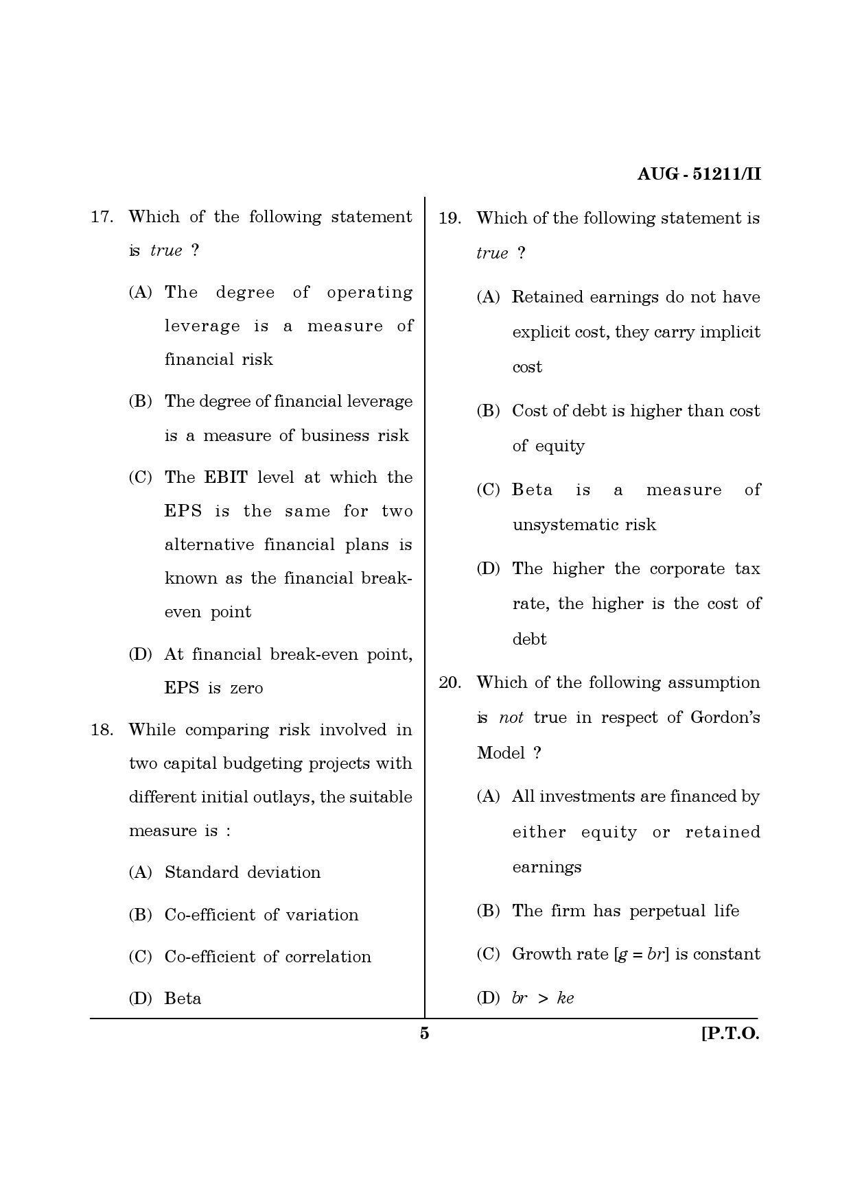 Maharashtra SET Management Question Paper II August 2011 5