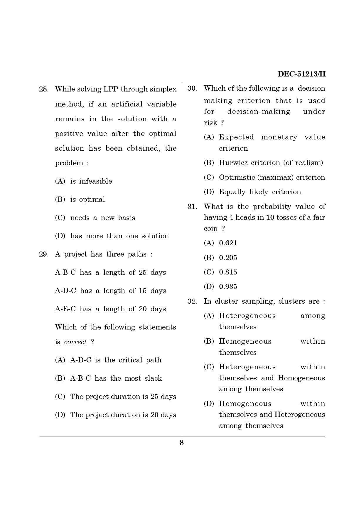 Maharashtra SET Management Question Paper II December 2013 7