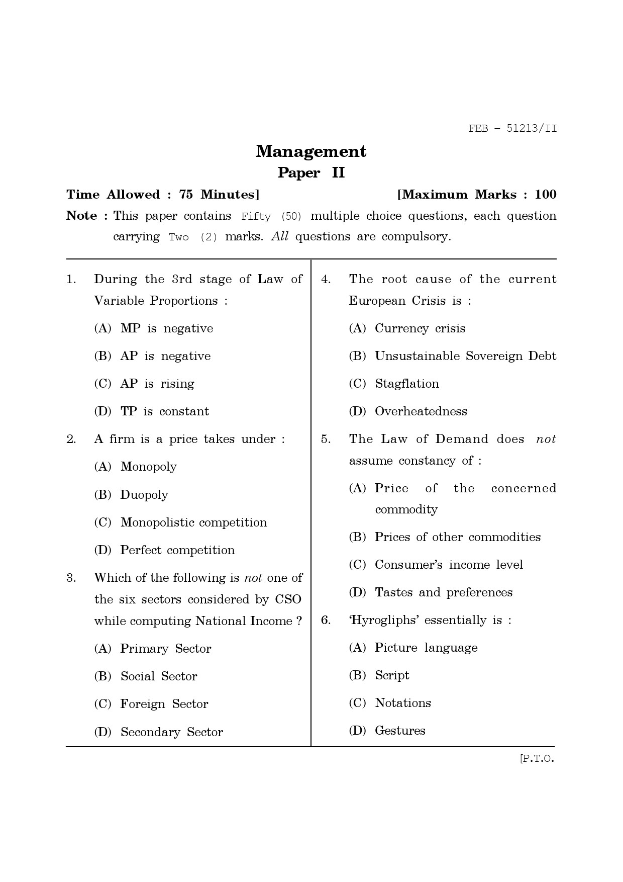 Maharashtra SET Management Question Paper II February 2013 1