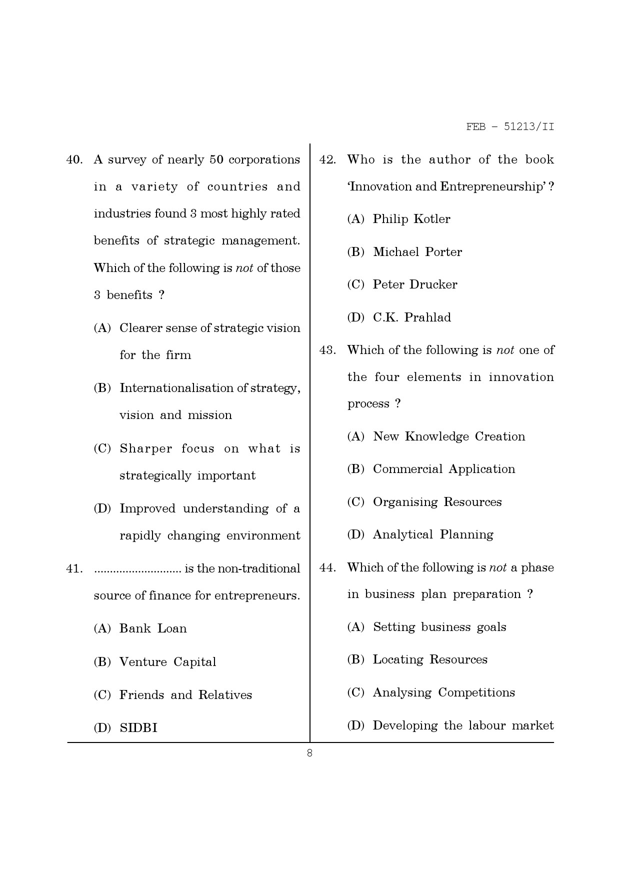 Maharashtra SET Management Question Paper II February 2013 8