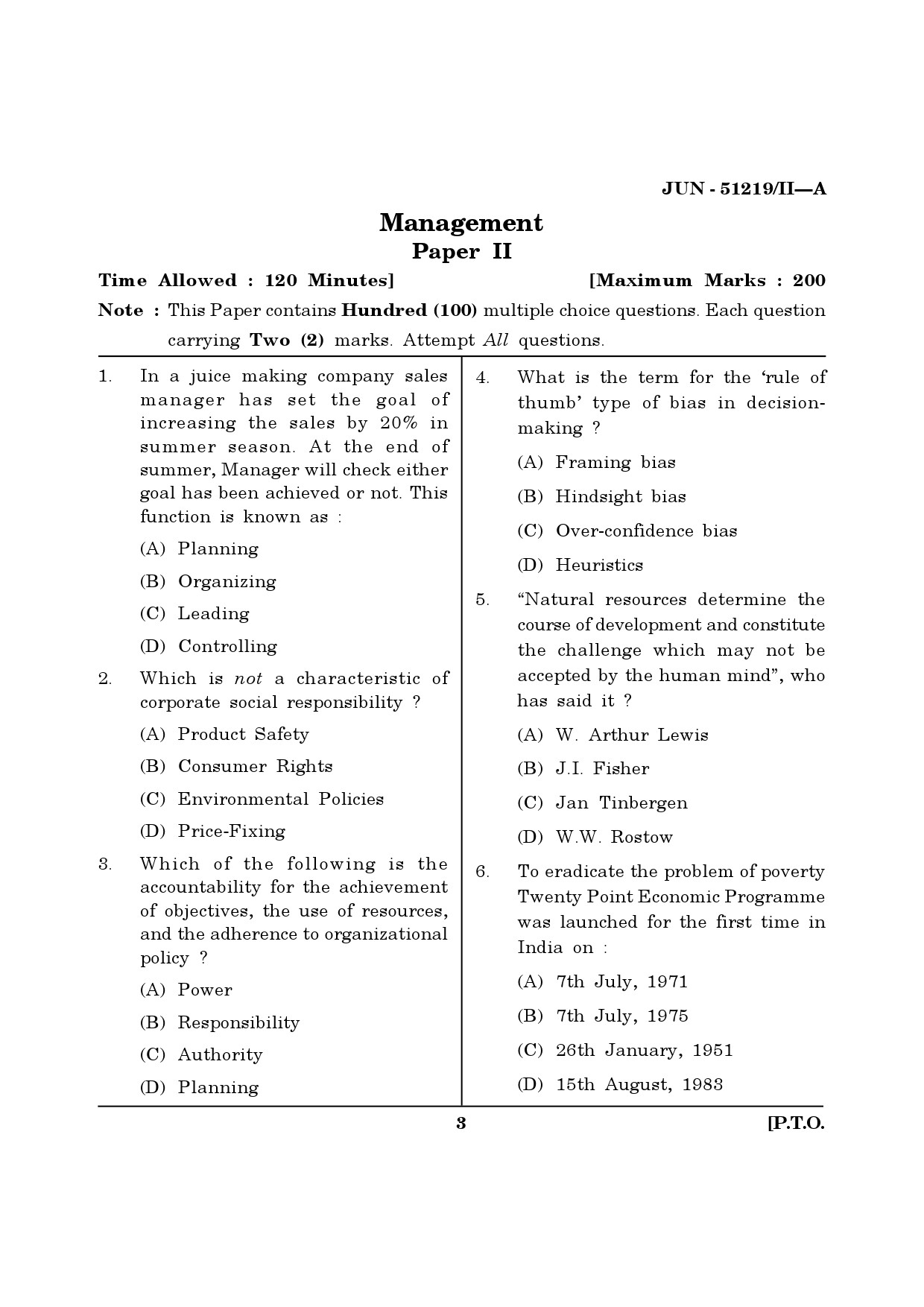 Maharashtra SET Management Question Paper II June 2019 2
