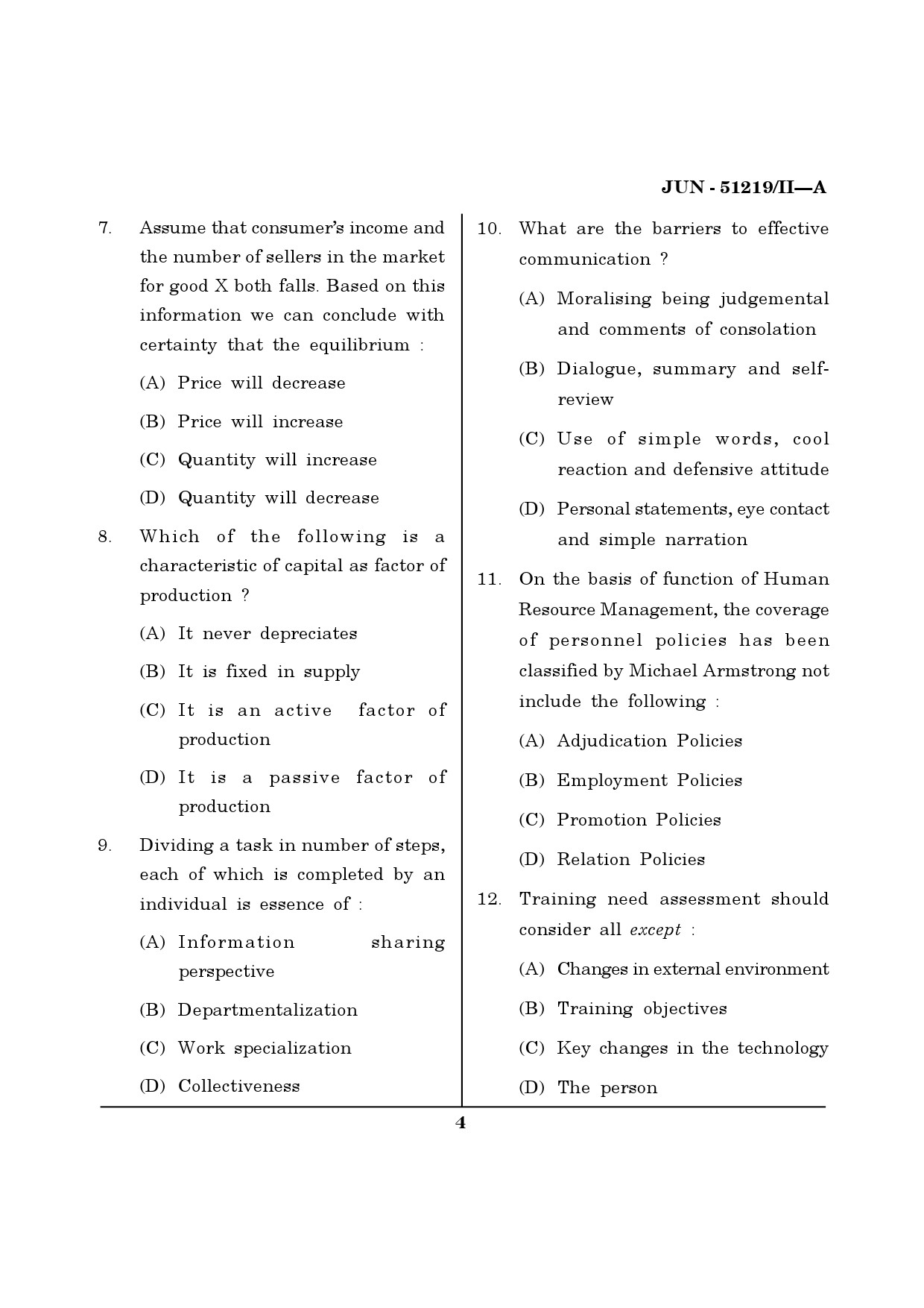 Maharashtra SET Management Question Paper II June 2019 3