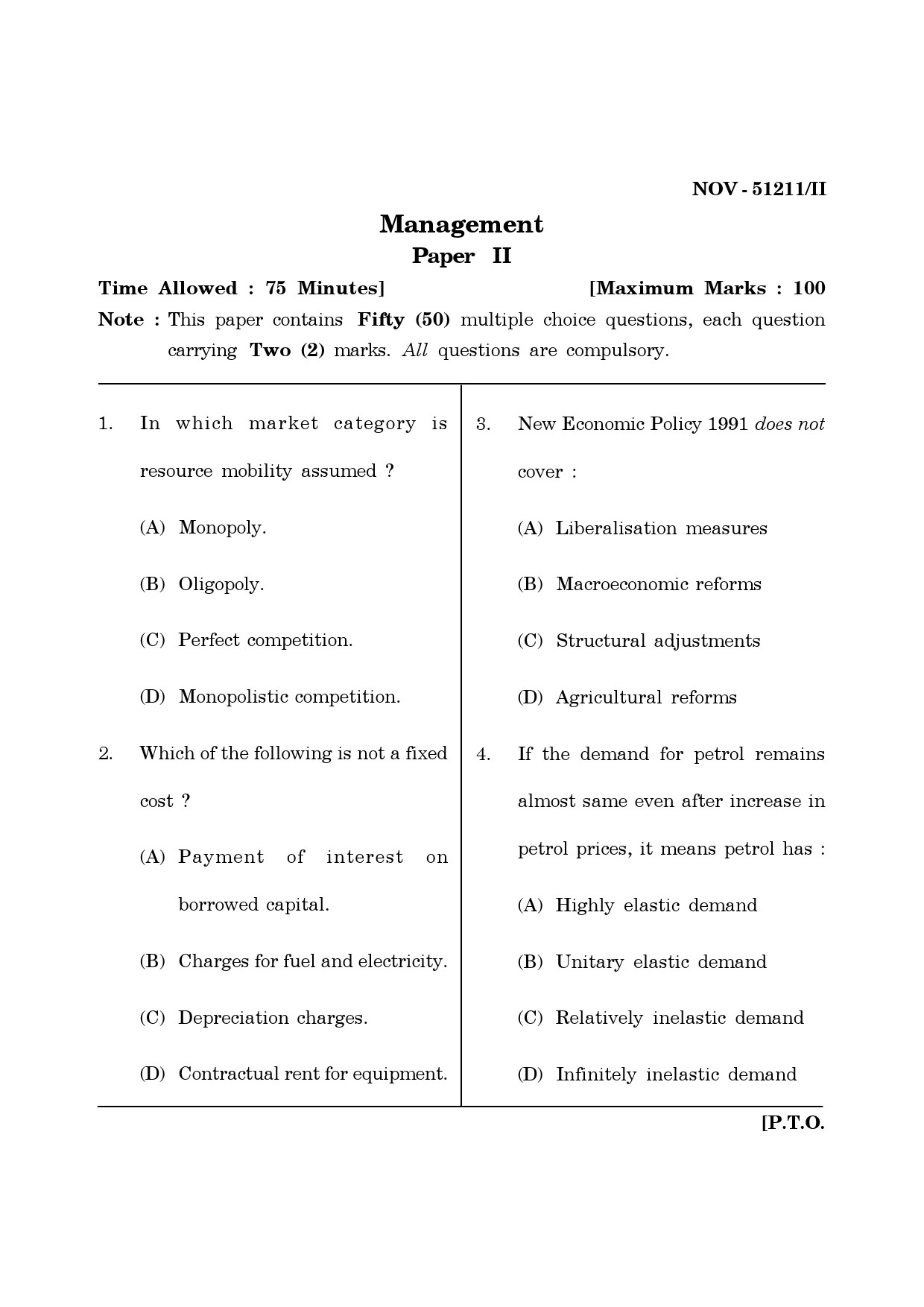 Maharashtra SET Management Question Paper II November 2011 1