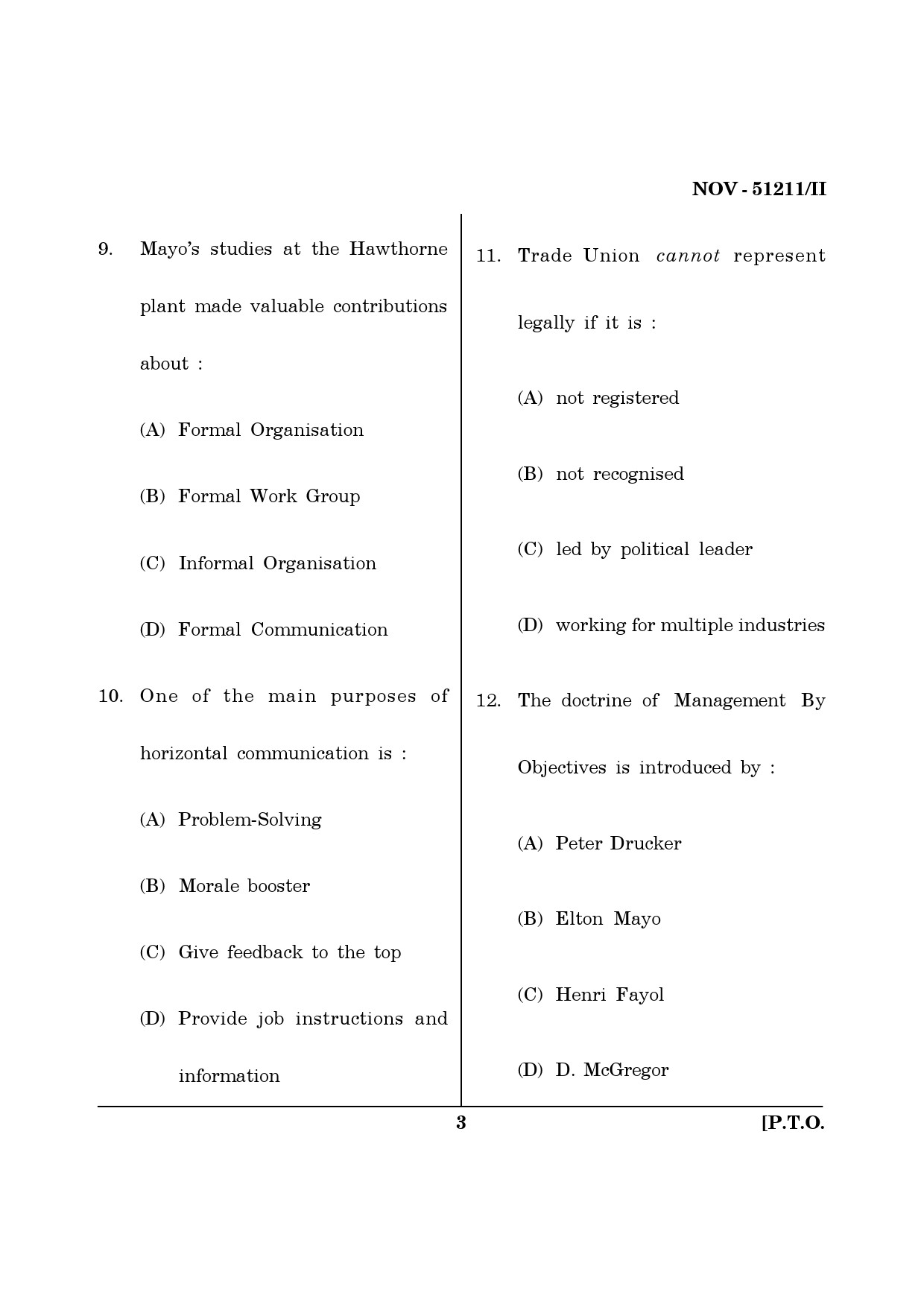 Maharashtra SET Management Question Paper II November 2011 3
