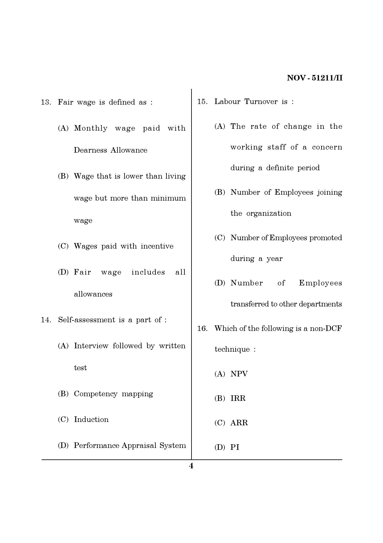 Maharashtra SET Management Question Paper II November 2011 4