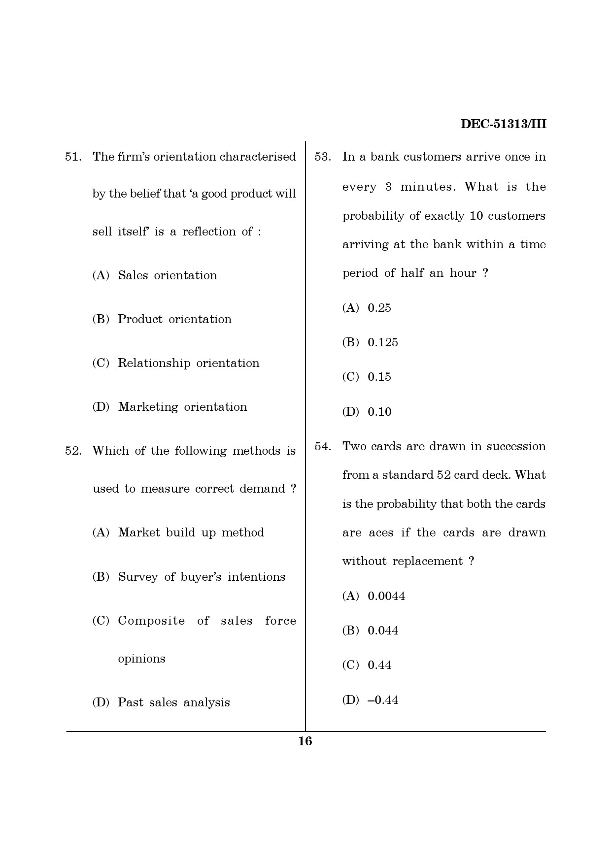 Maharashtra SET Management Question Paper III December 2013 15