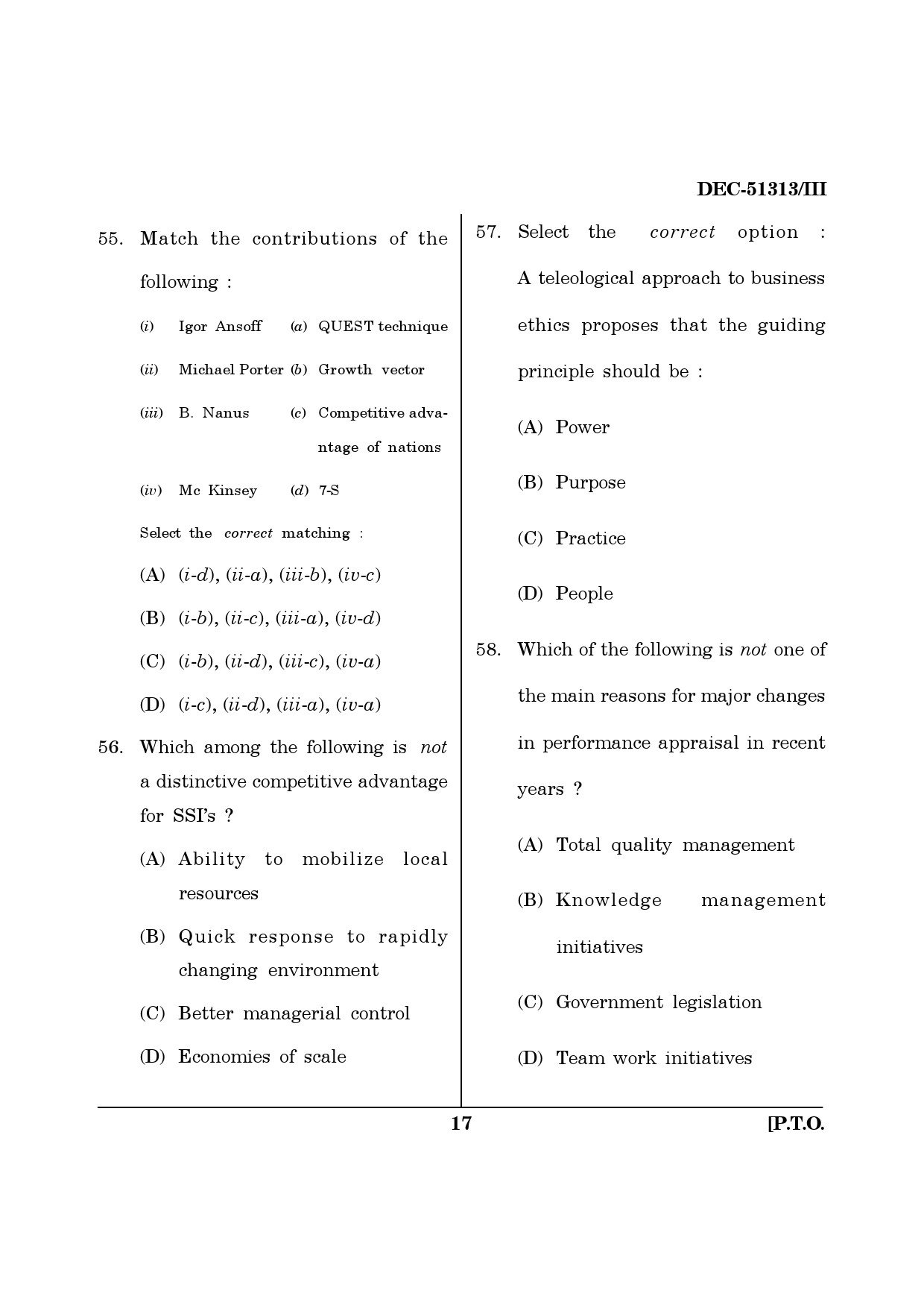 Maharashtra SET Management Question Paper III December 2013 16