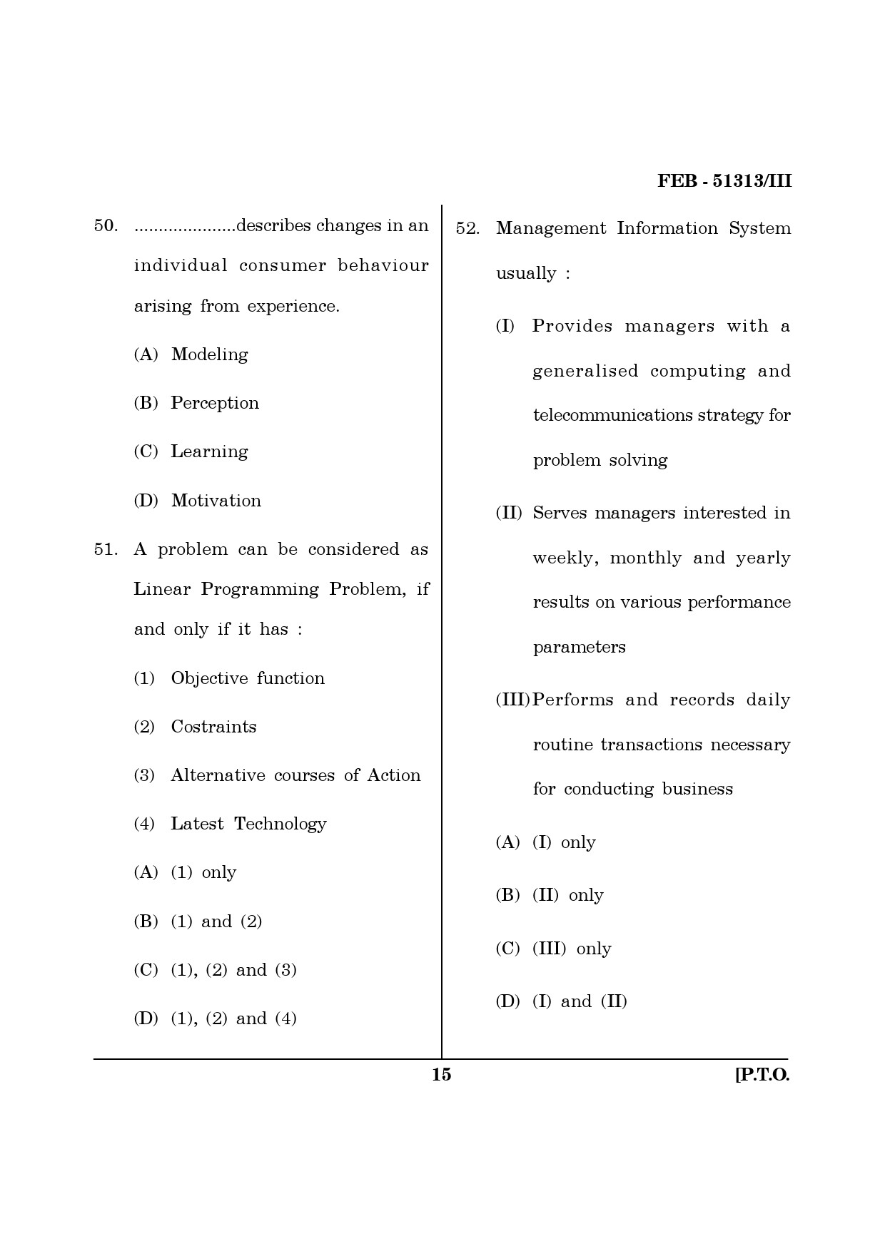 Maharashtra SET Management Question Paper III February 2013 15