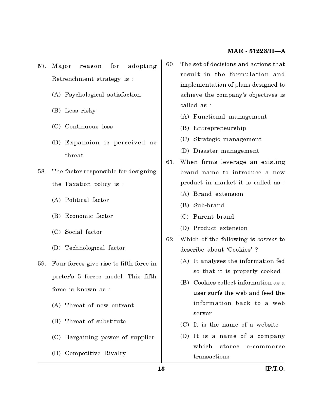 MH SET Management Question Paper II March 2023 12