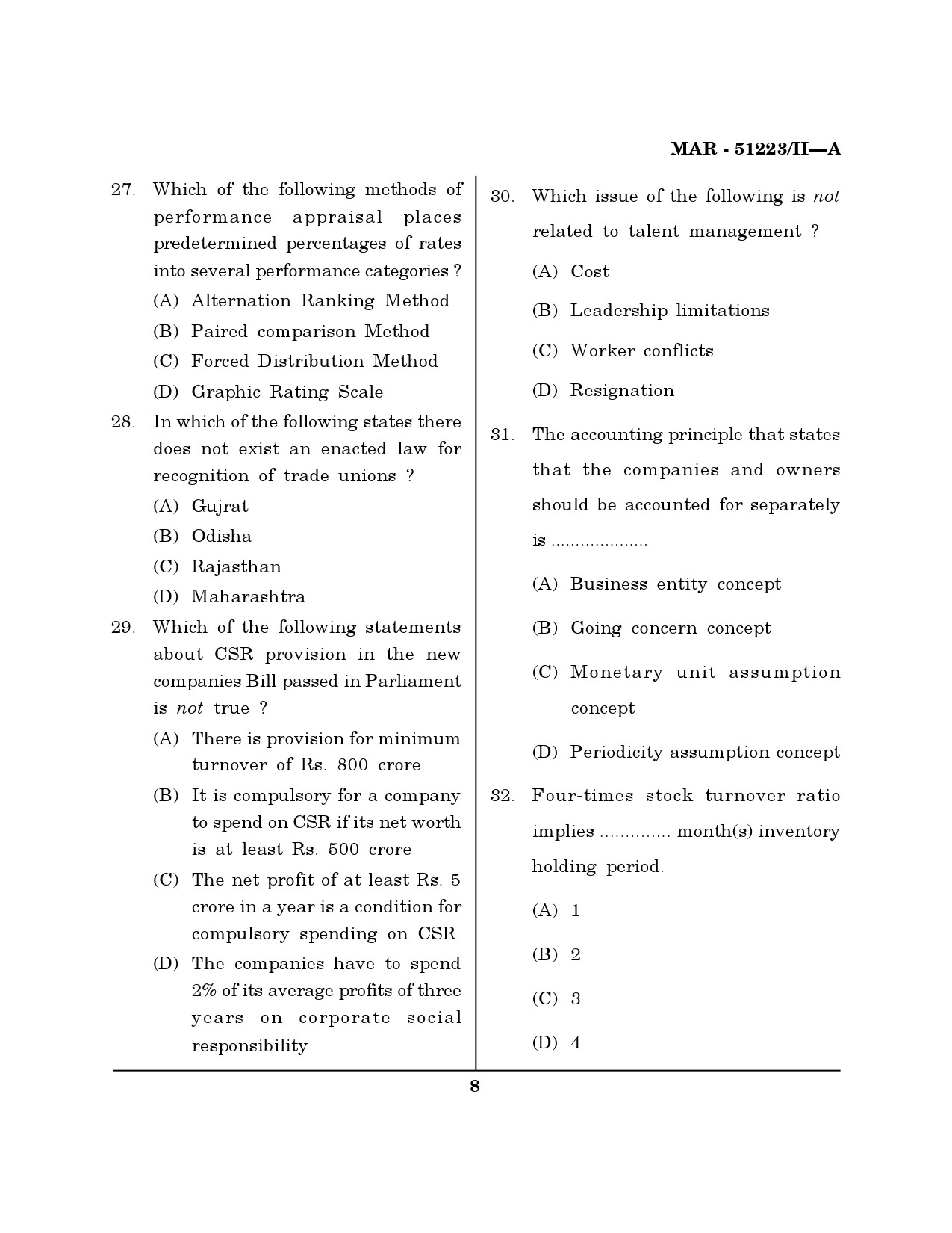 MH SET Management Question Paper II March 2023 7