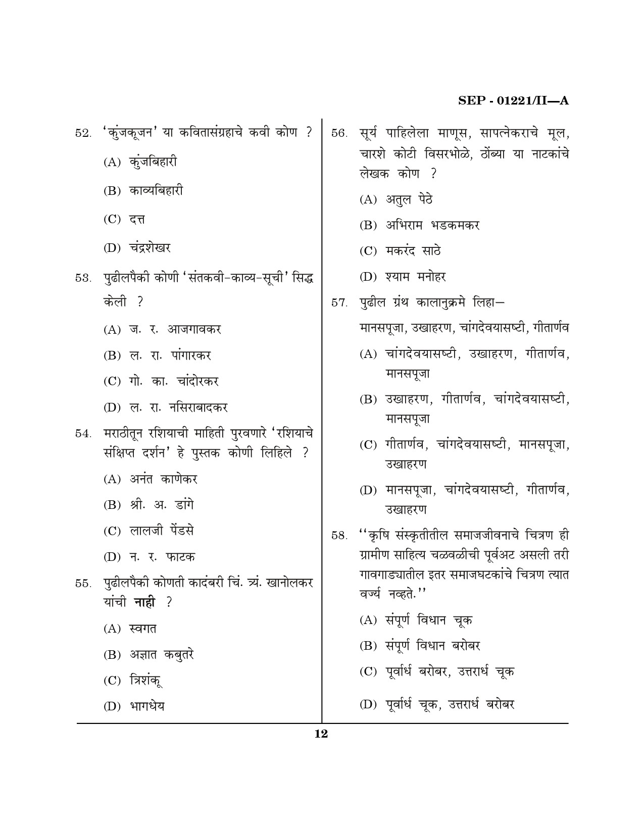 Maharashtra SET Marathi Exam Question Paper September 2021 11