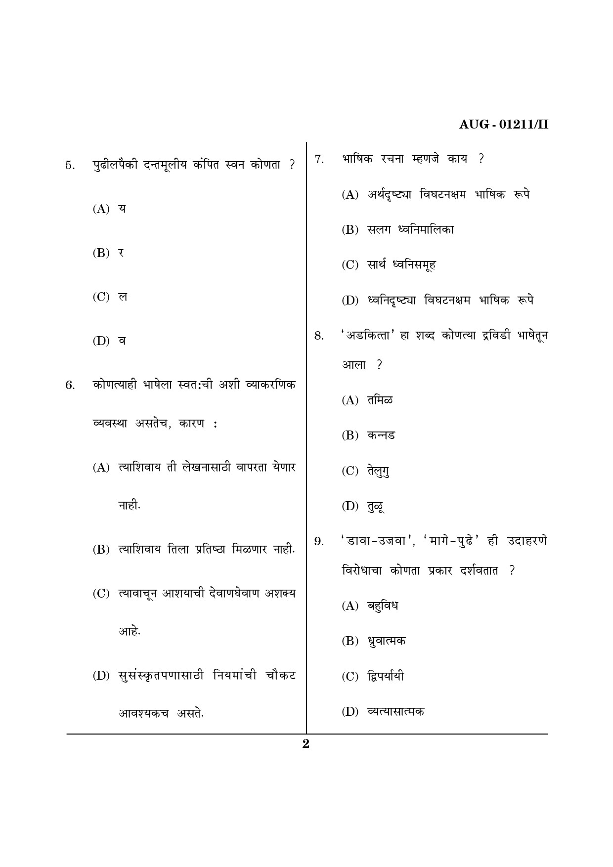 Maharashtra SET Marathi Question Paper II August 2011 2