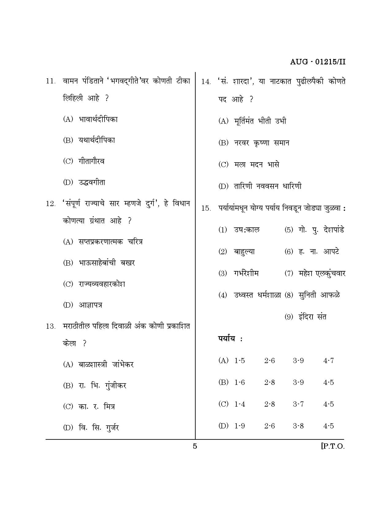 Maharashtra SET Marathi Question Paper II August 2015 4