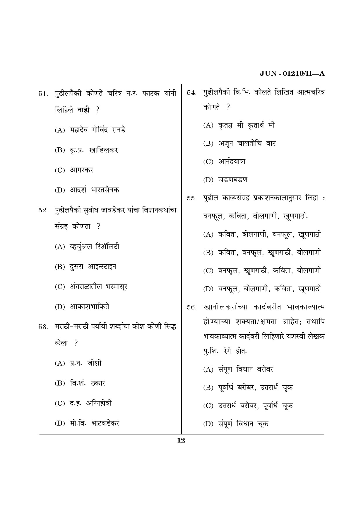 Maharashtra SET Marathi Question Paper II June 2019 11