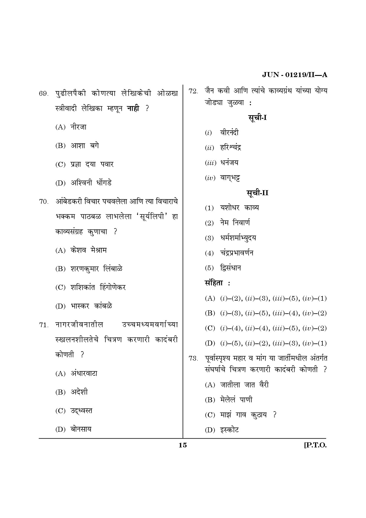 Maharashtra SET Marathi Question Paper II June 2019 14