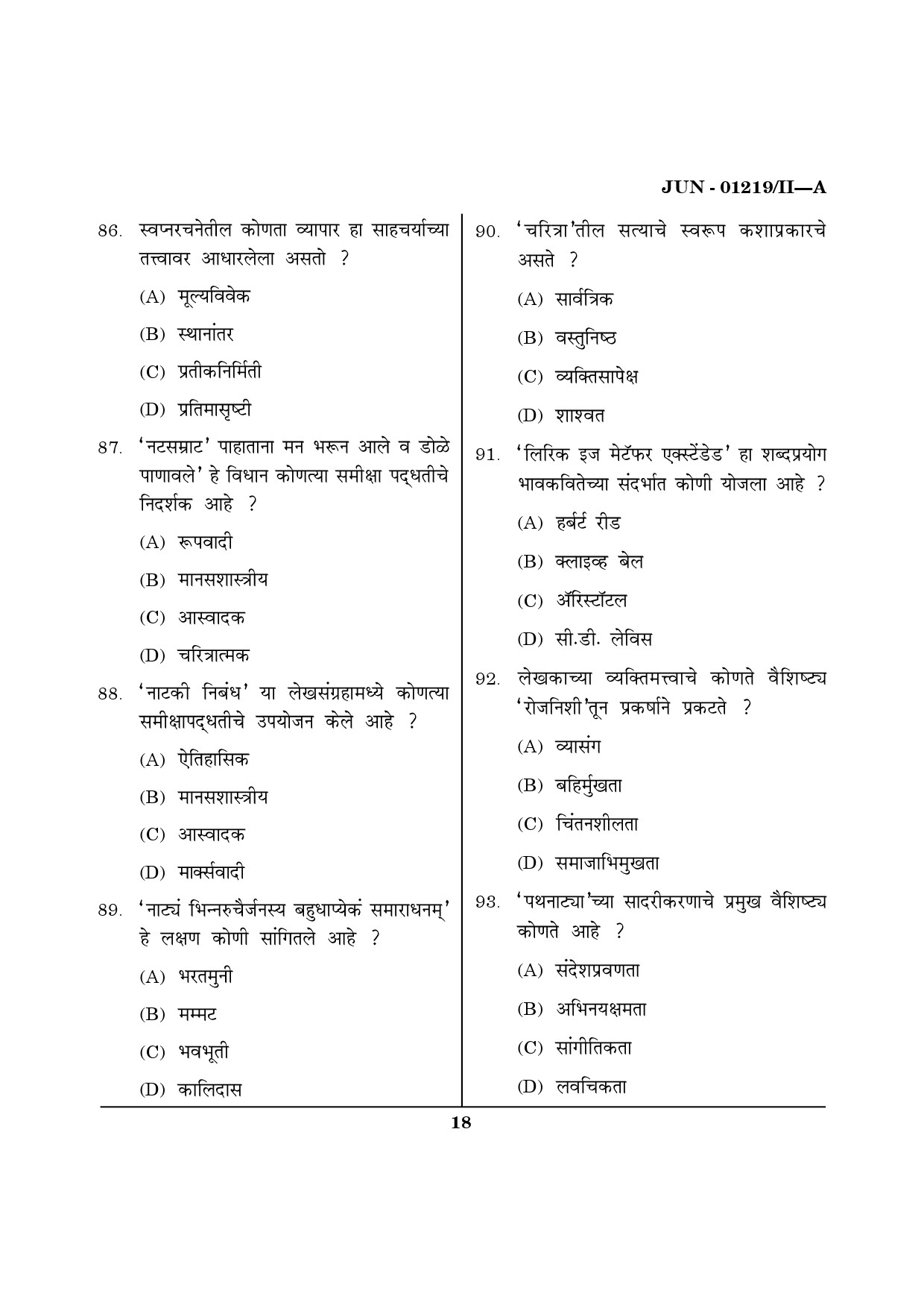 Maharashtra SET Marathi Question Paper II June 2019 17