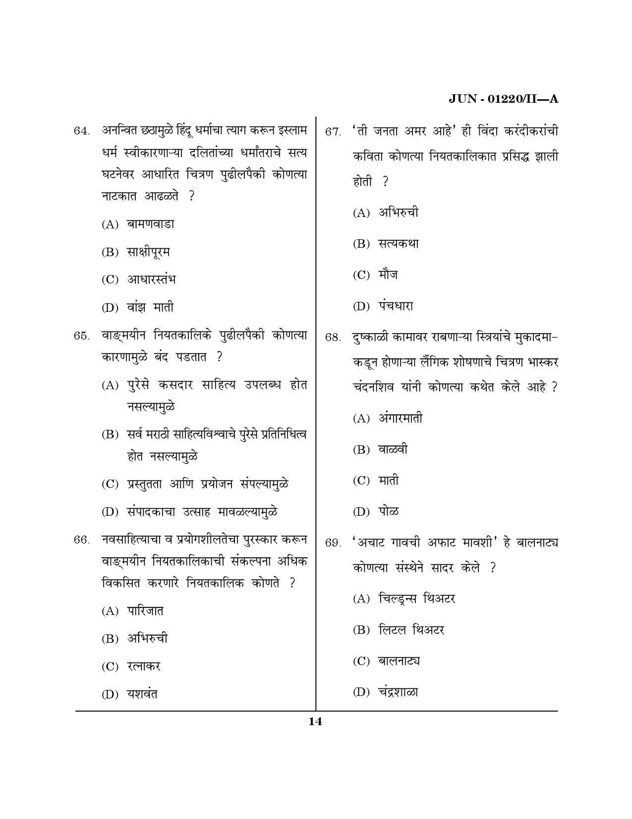 Maharashtra SET Marathi Question Paper II June 2020 13