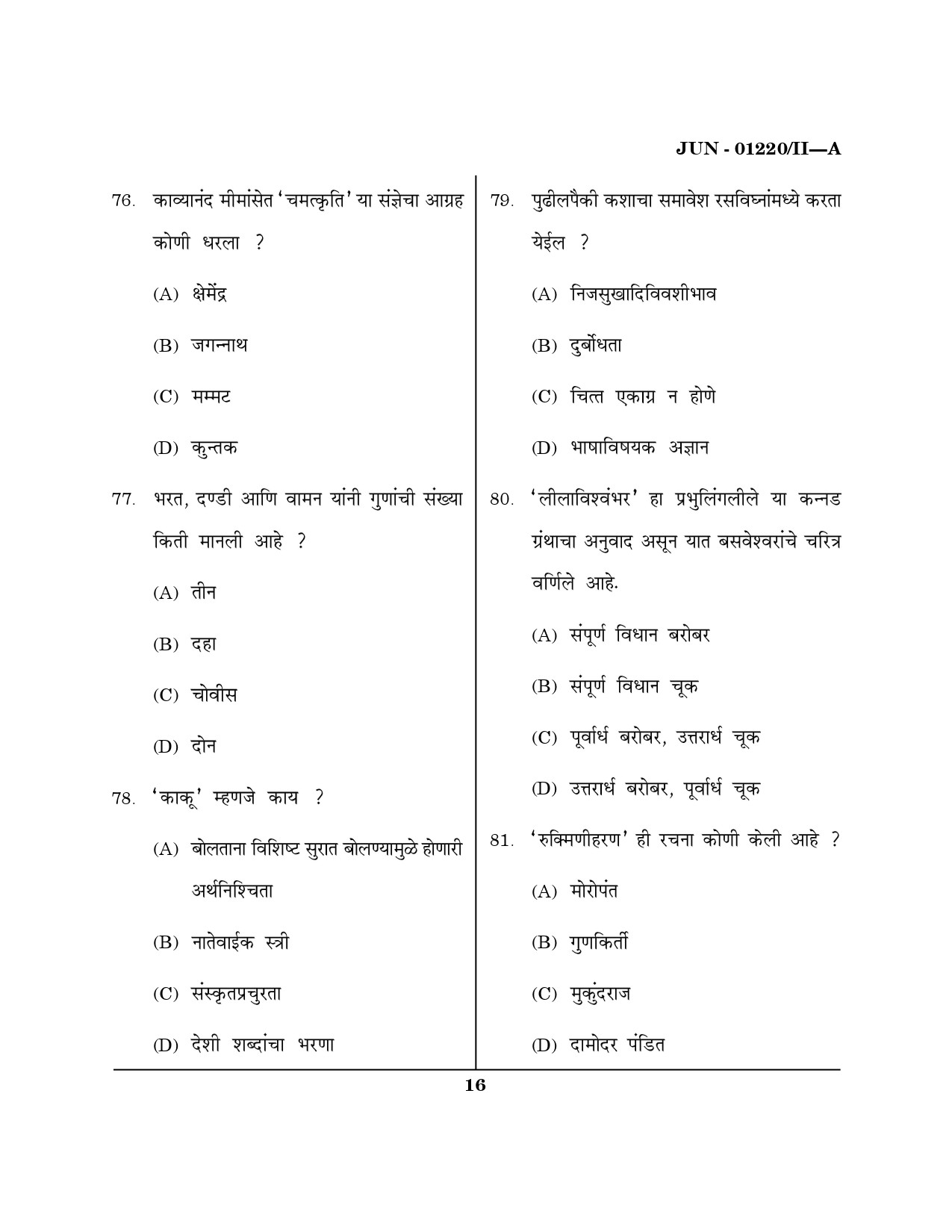Maharashtra SET Marathi Question Paper II June 2020 15