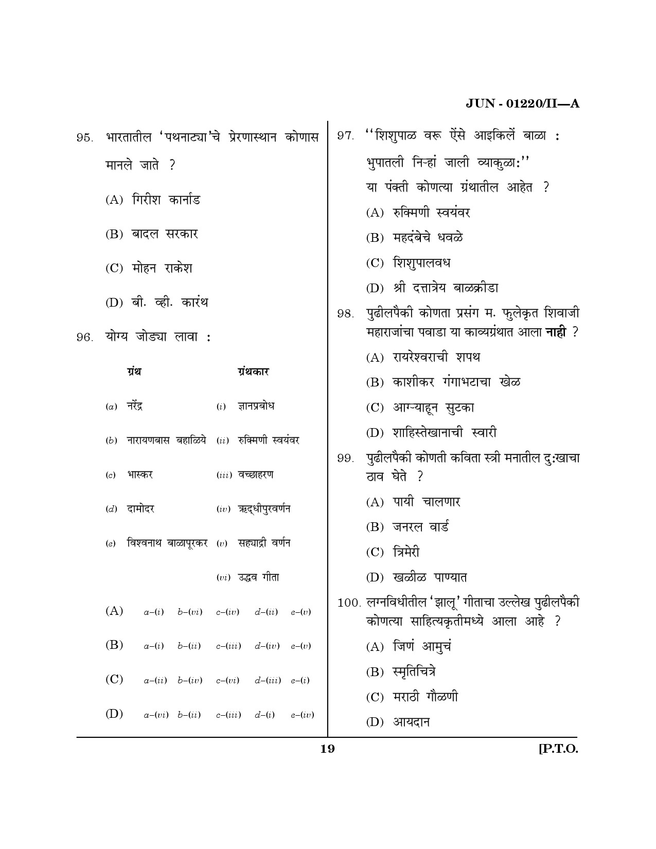 Maharashtra SET Marathi Question Paper II June 2020 18
