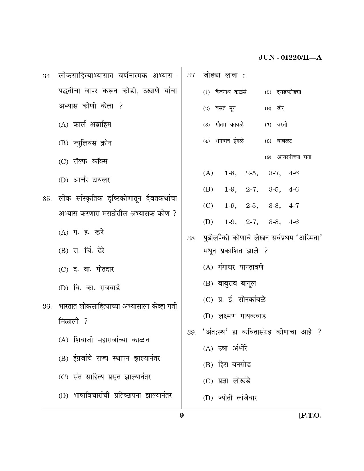 Maharashtra SET Marathi Question Paper II June 2020 8