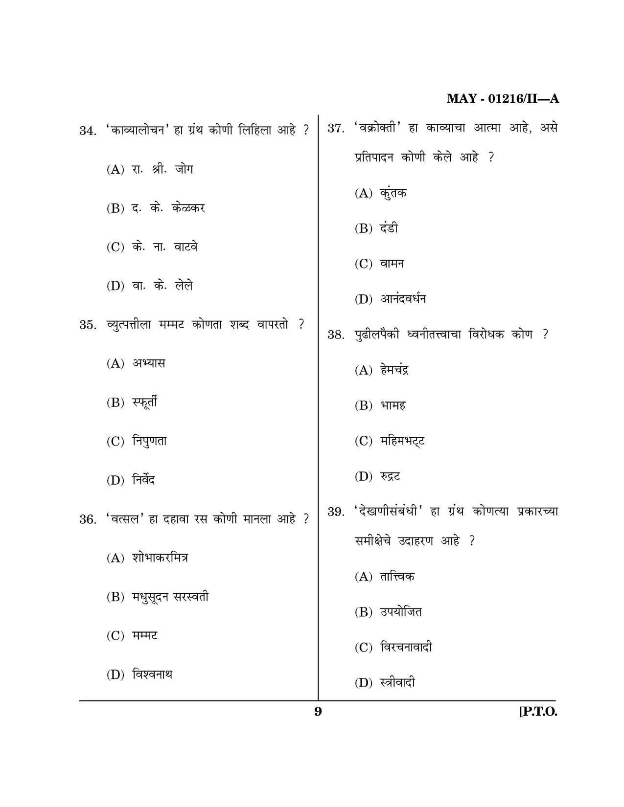 Maharashtra SET Marathi Question Paper II May 2016 8