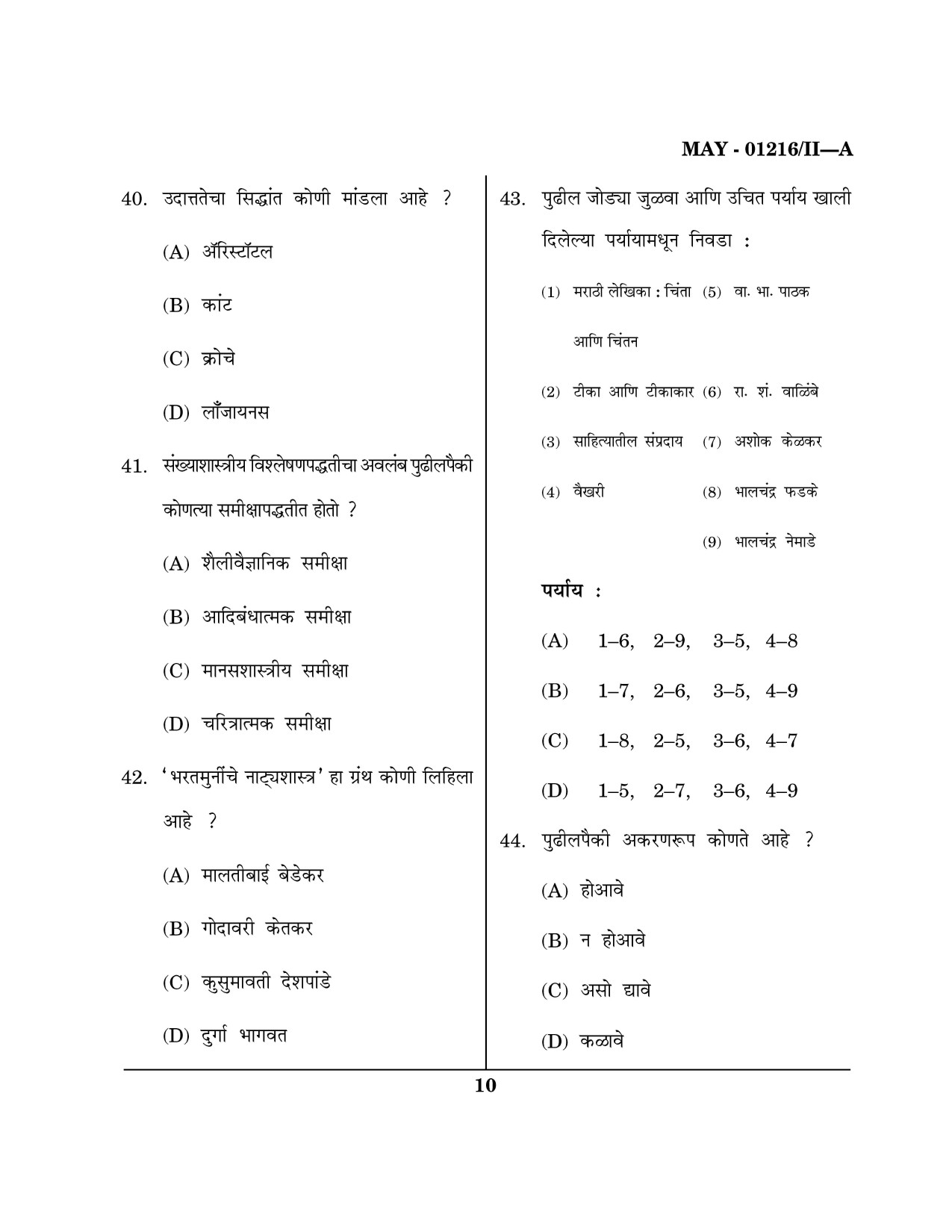 Maharashtra SET Marathi Question Paper II May 2016 9
