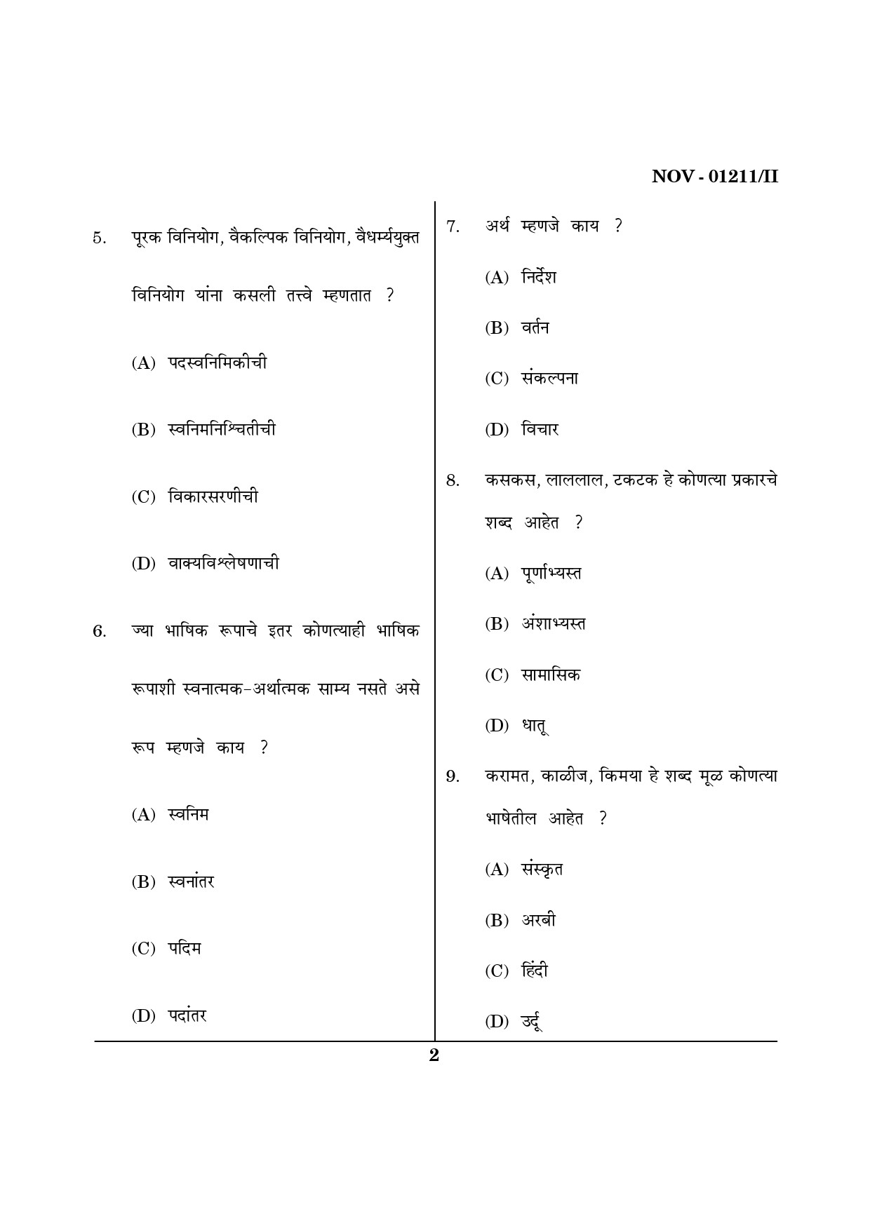 Maharashtra SET Marathi Question Paper II November 2011 2